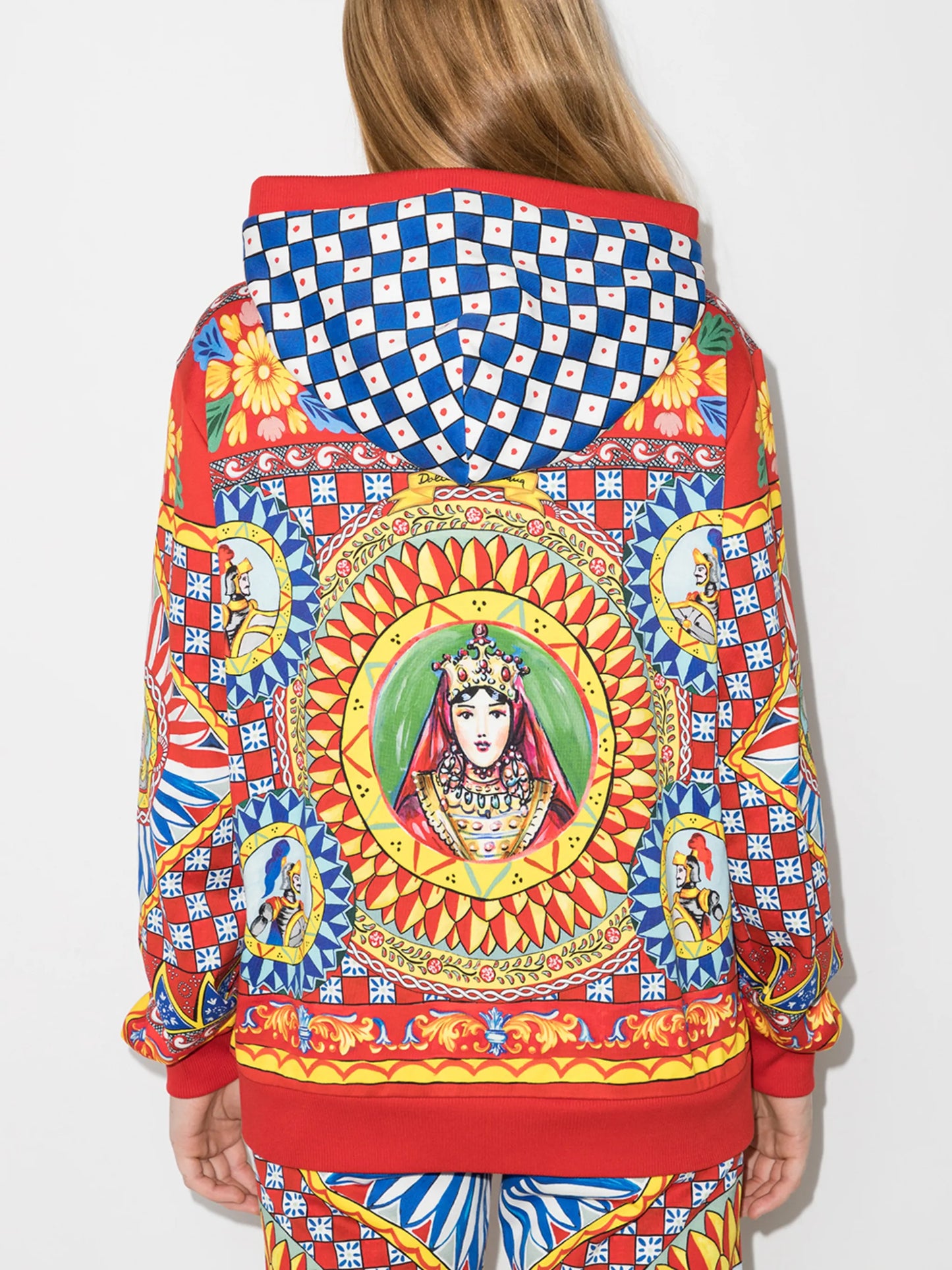 Carretto-print zip-up hoodie