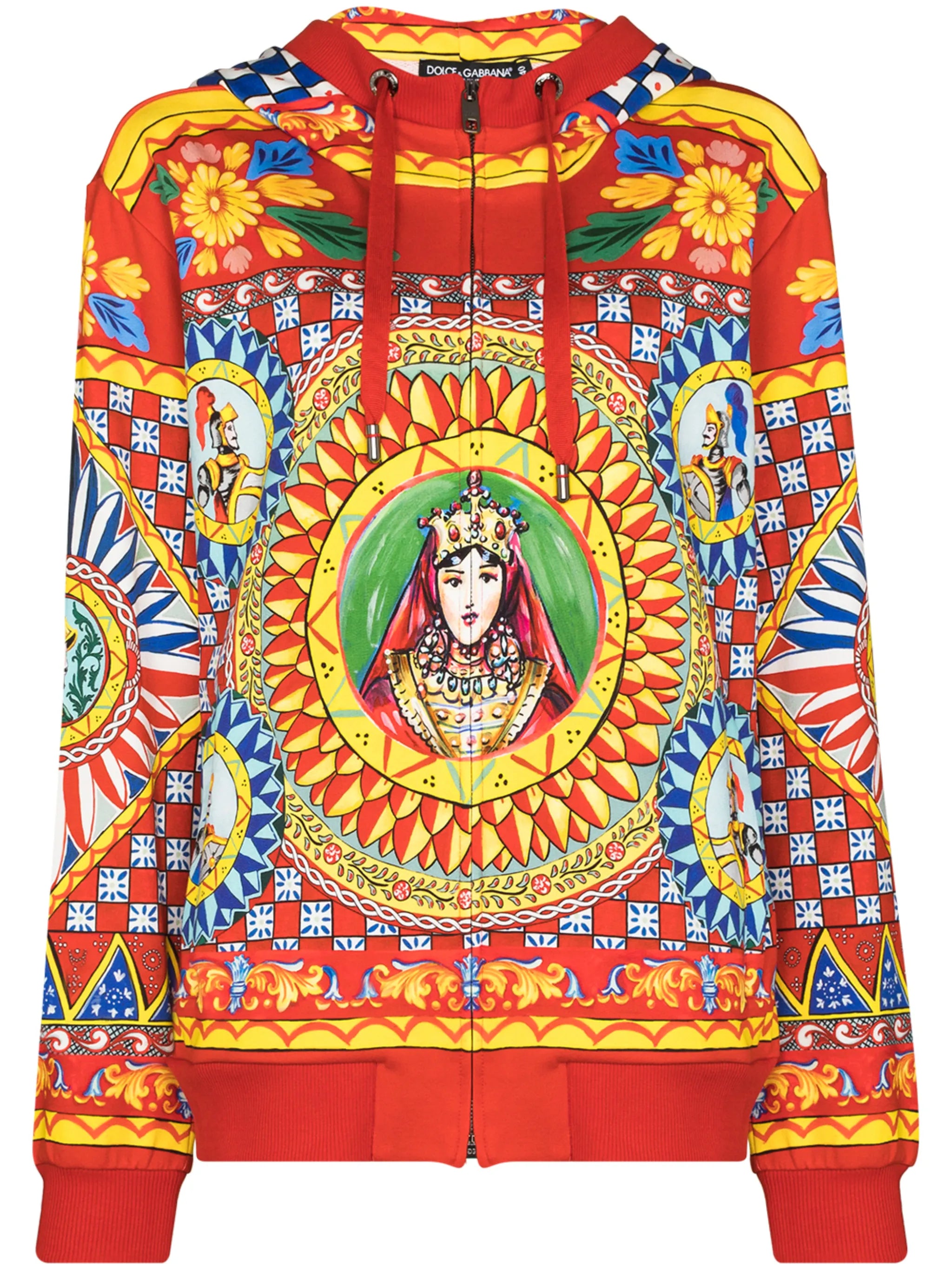 Carretto-print zip-up hoodie