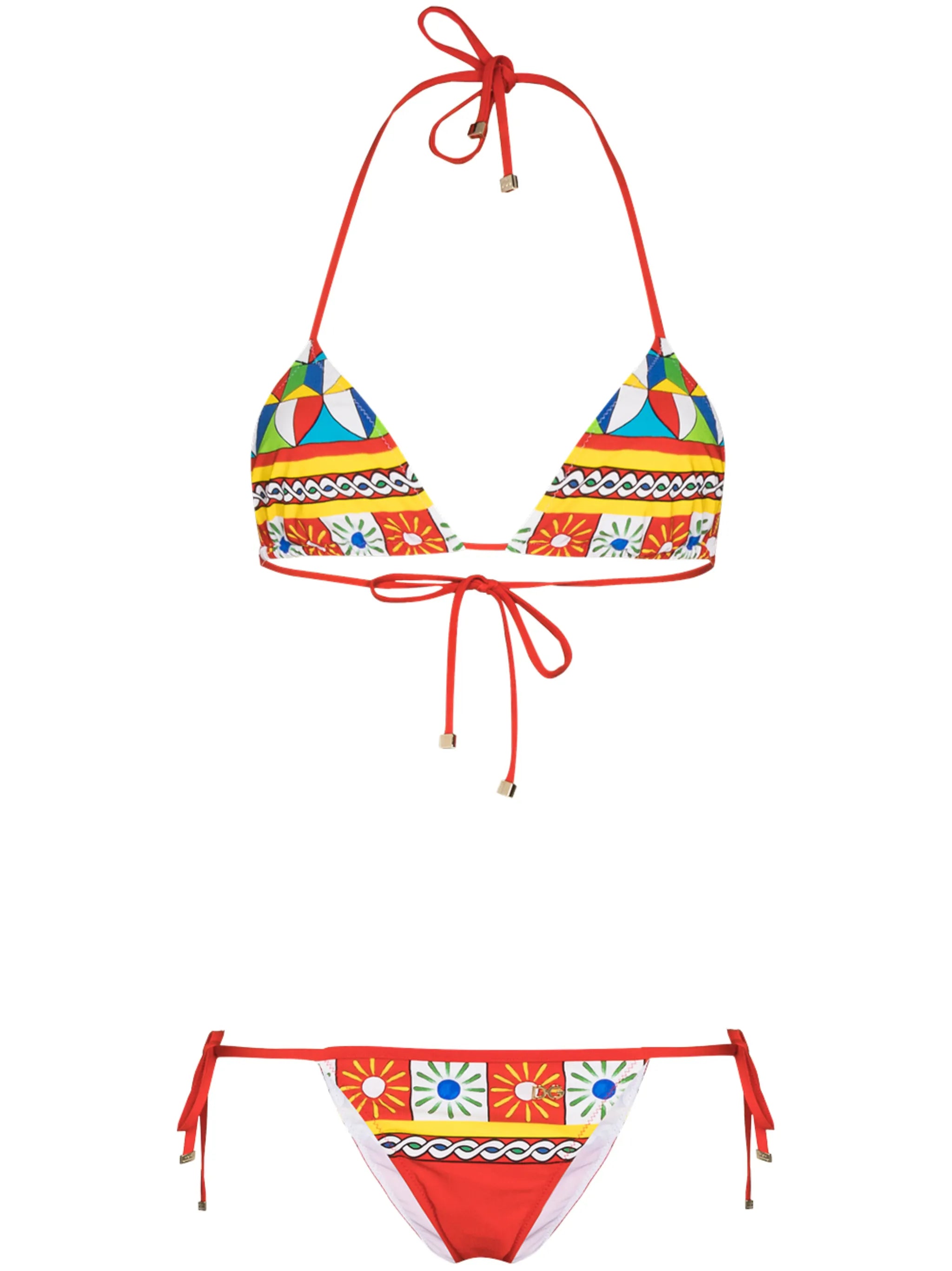 Carretto-print triangle bikini