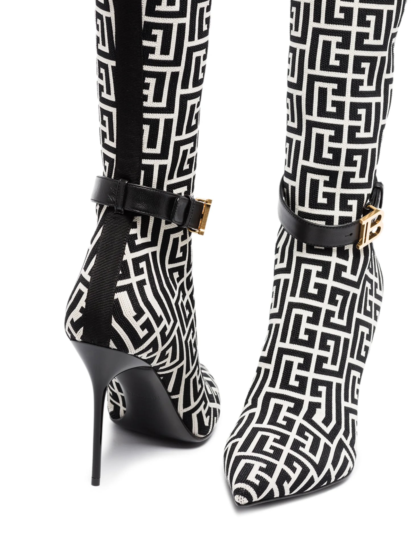 Raven monogram thigh-high boots