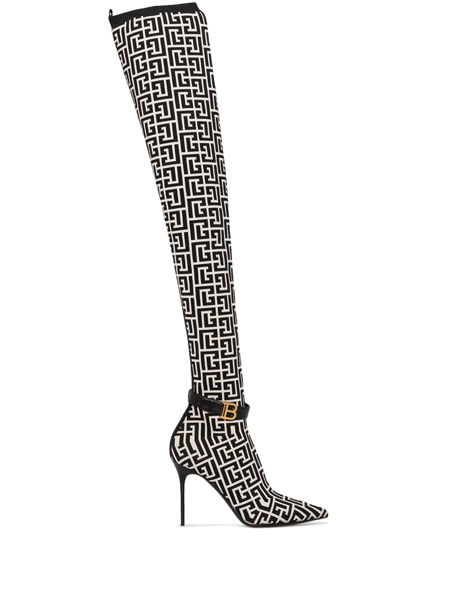 Raven monogram thigh-high boots