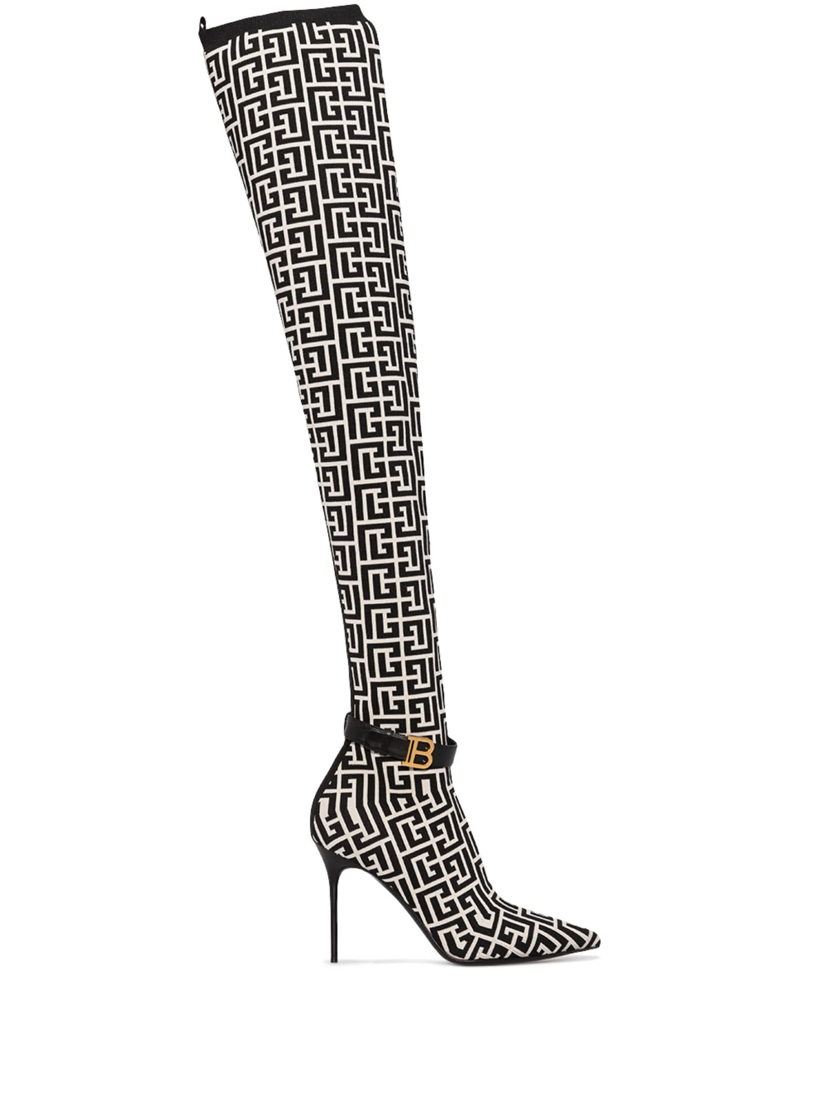 Raven monogram thigh-high boots