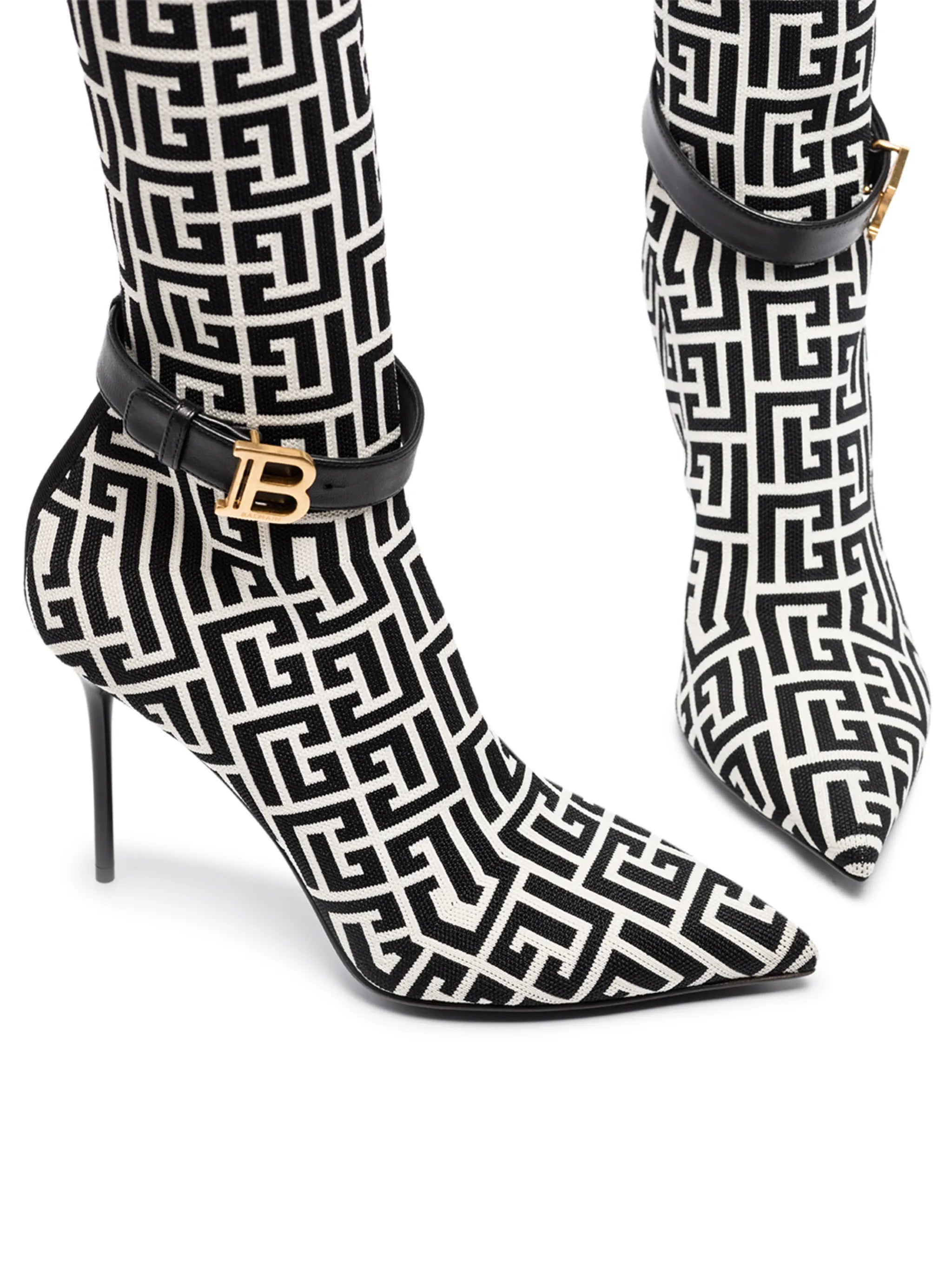 Raven monogram thigh-high boots