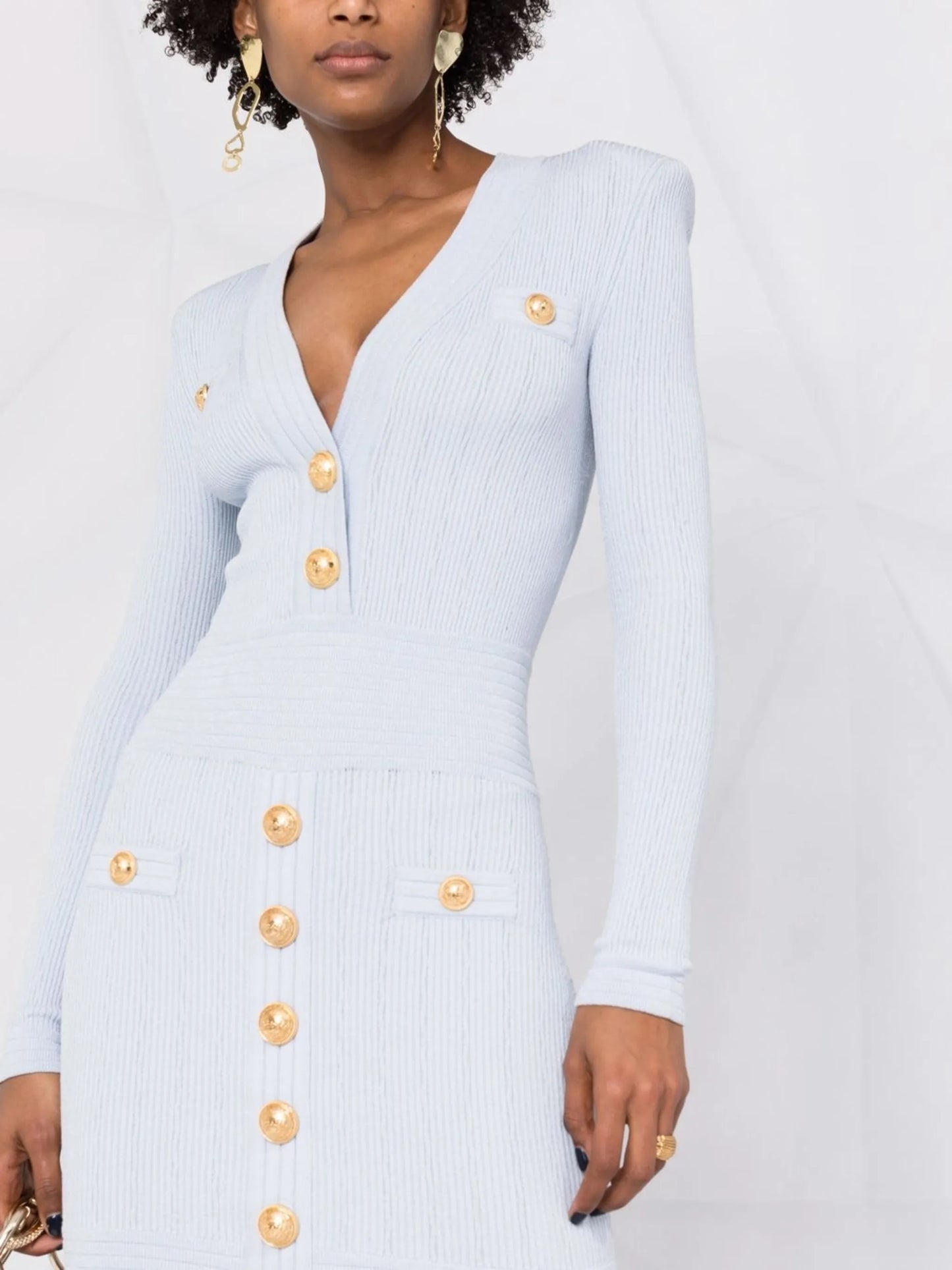 button-up knitted minidress