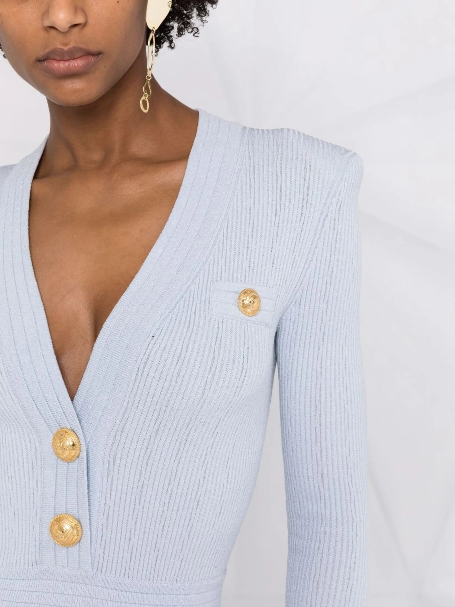 button-up knitted minidress