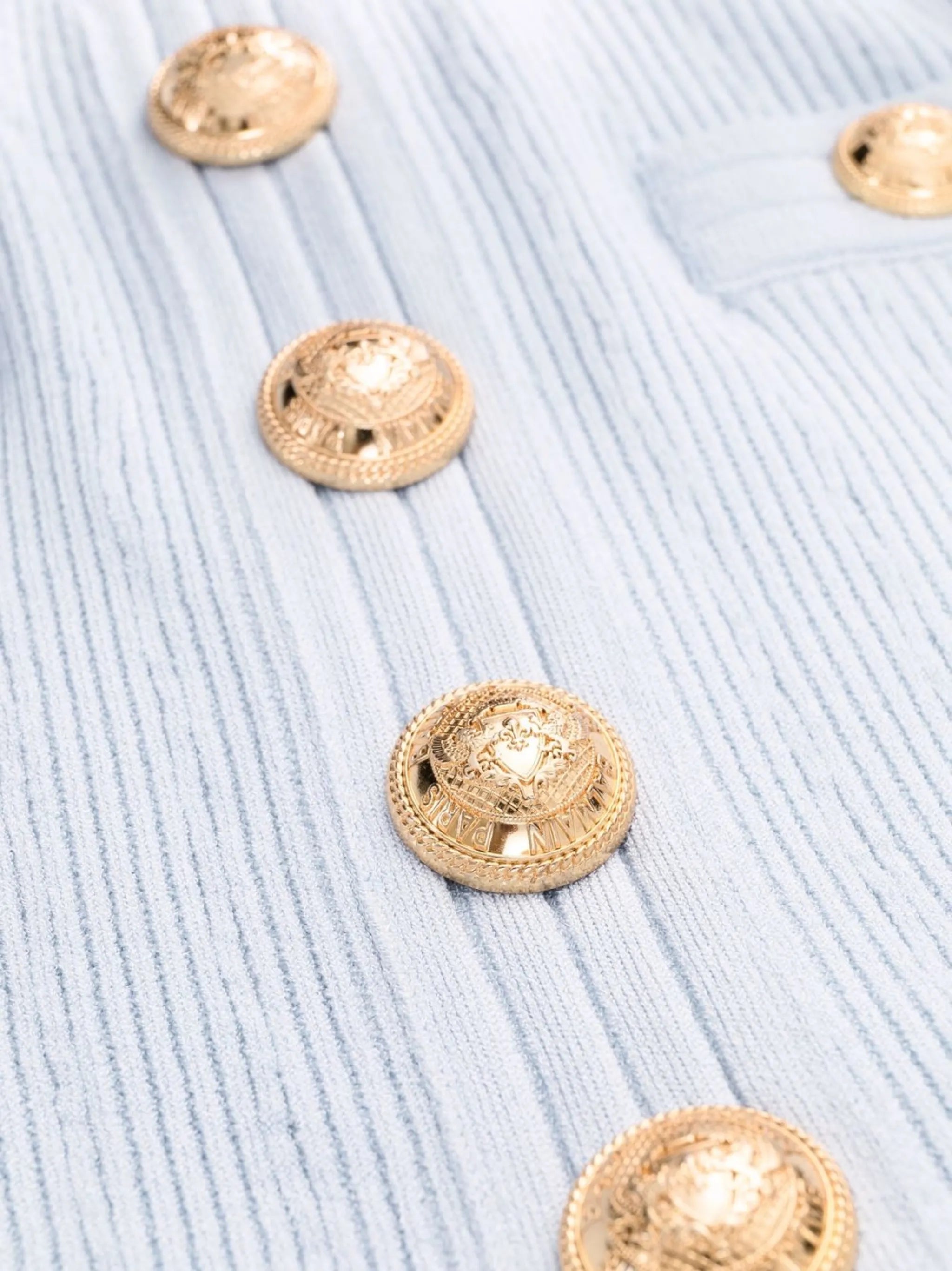 button-embellished ribbed-knit dress