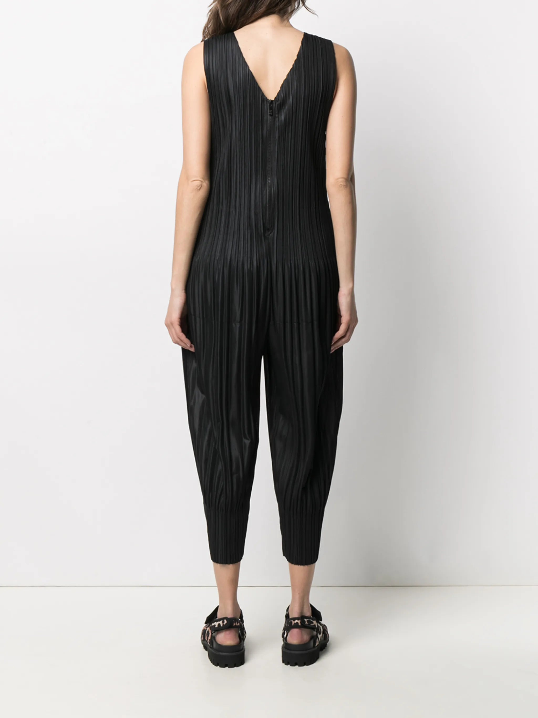 pleated balloon-leg jumpsuit