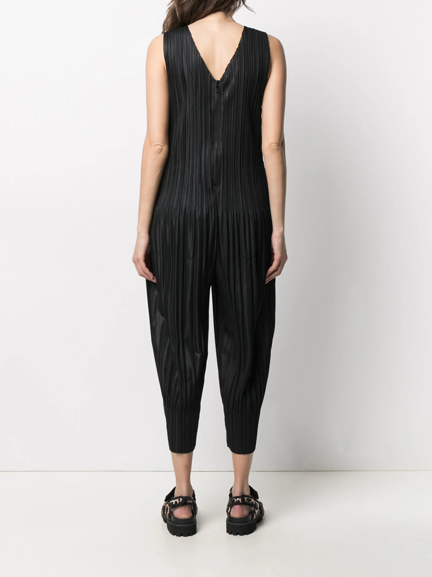 pleated balloon-leg jumpsuit