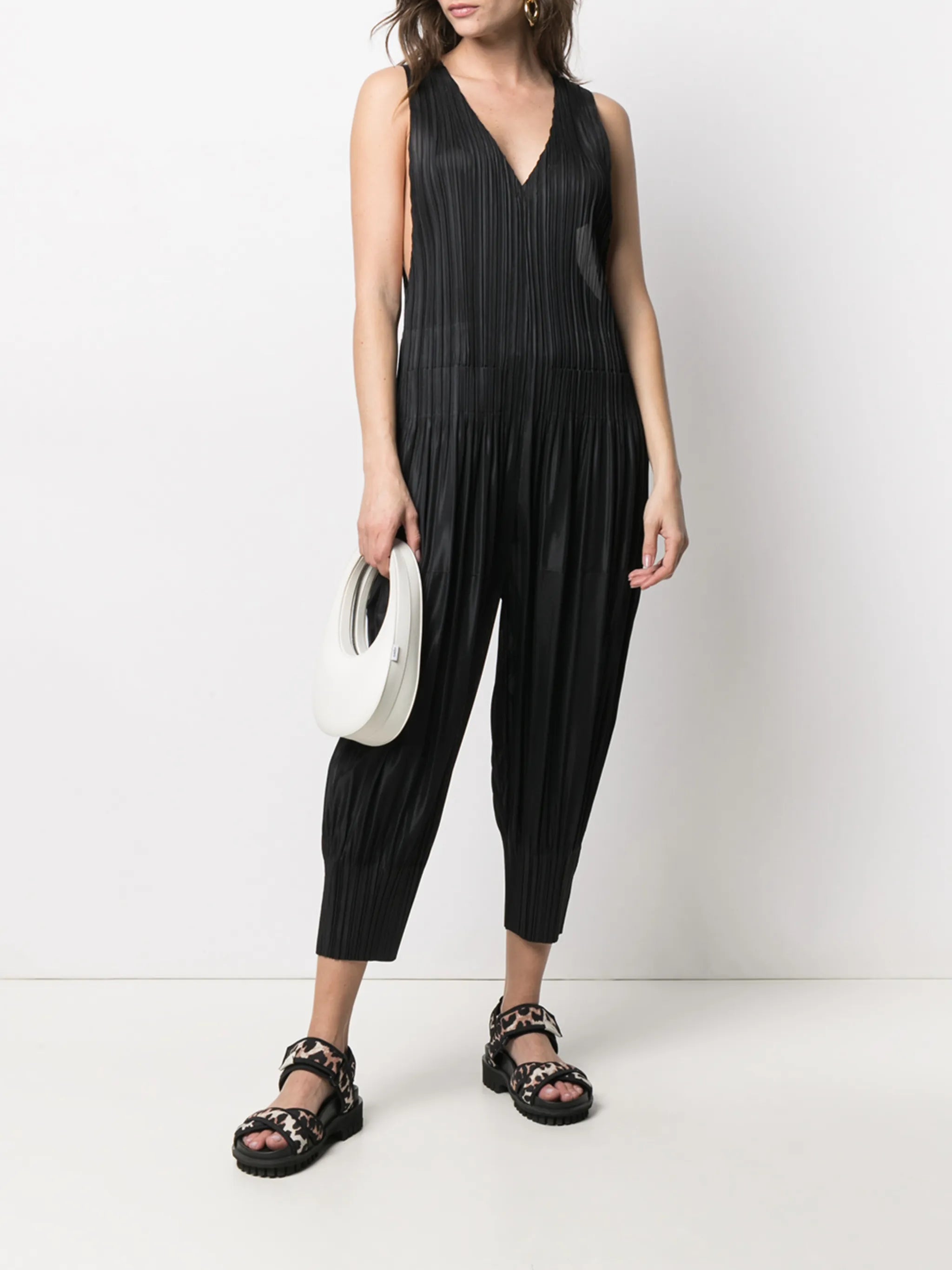 pleated balloon-leg jumpsuit