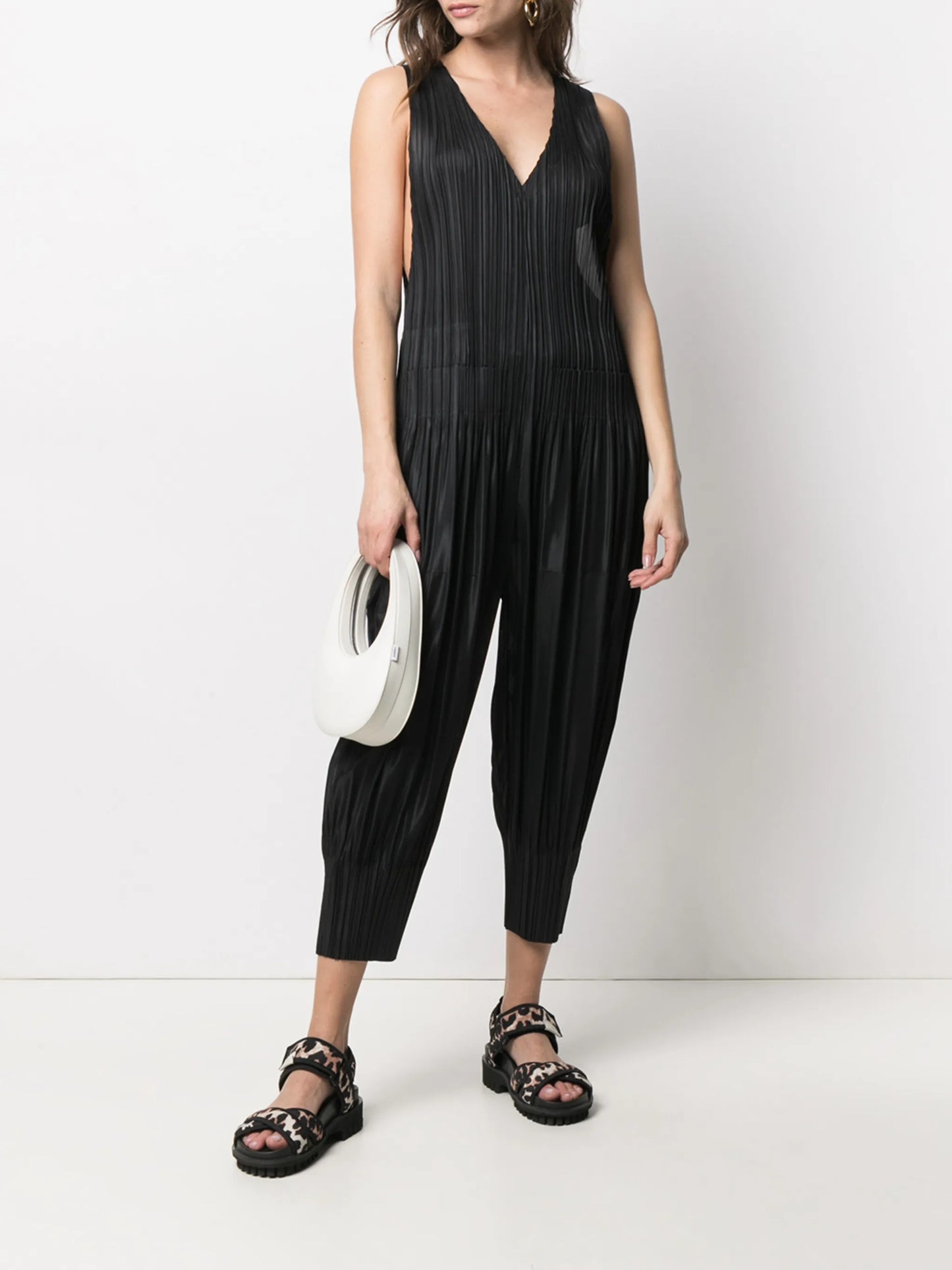 pleated balloon-leg jumpsuit