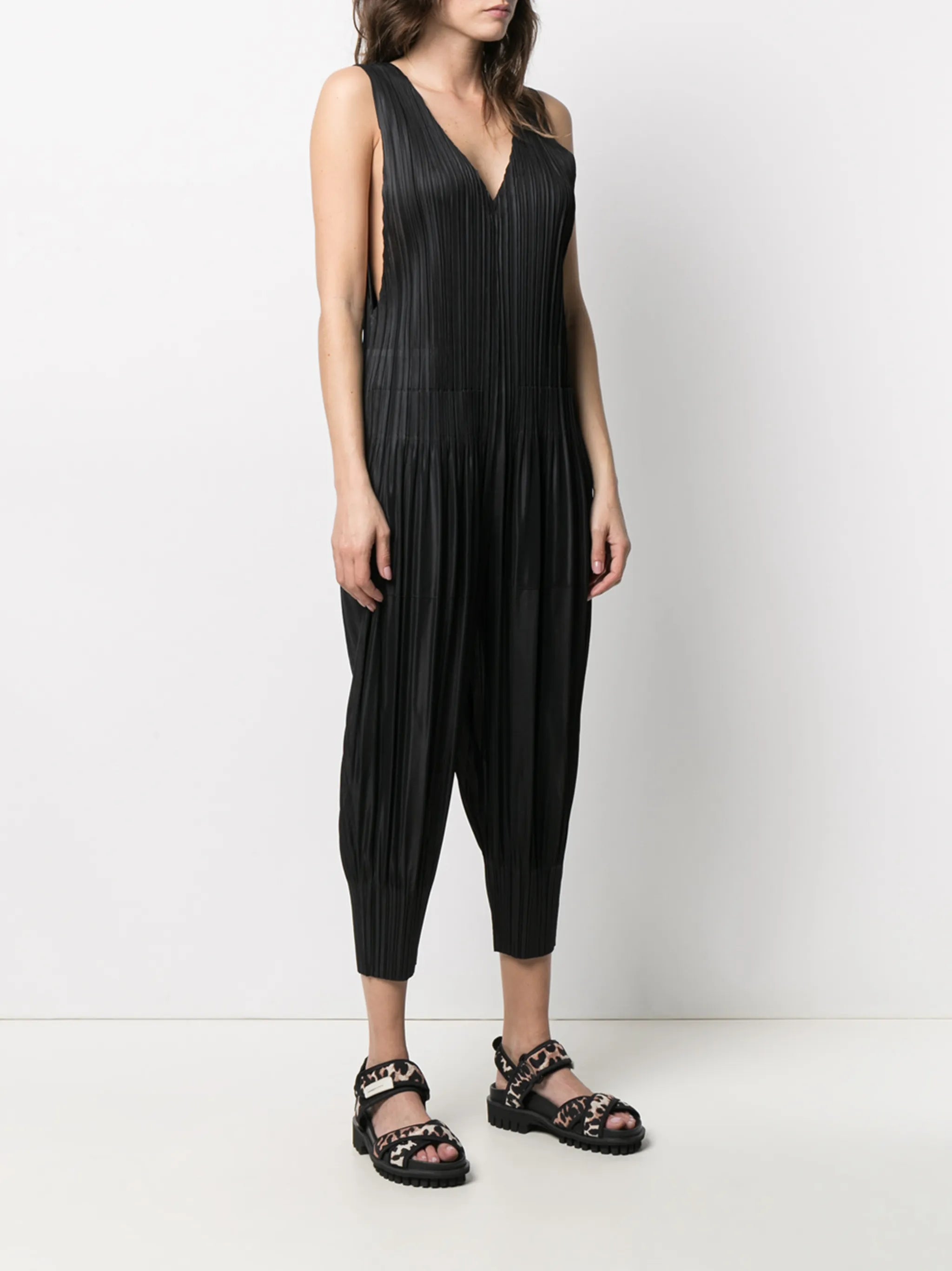 pleated balloon-leg jumpsuit