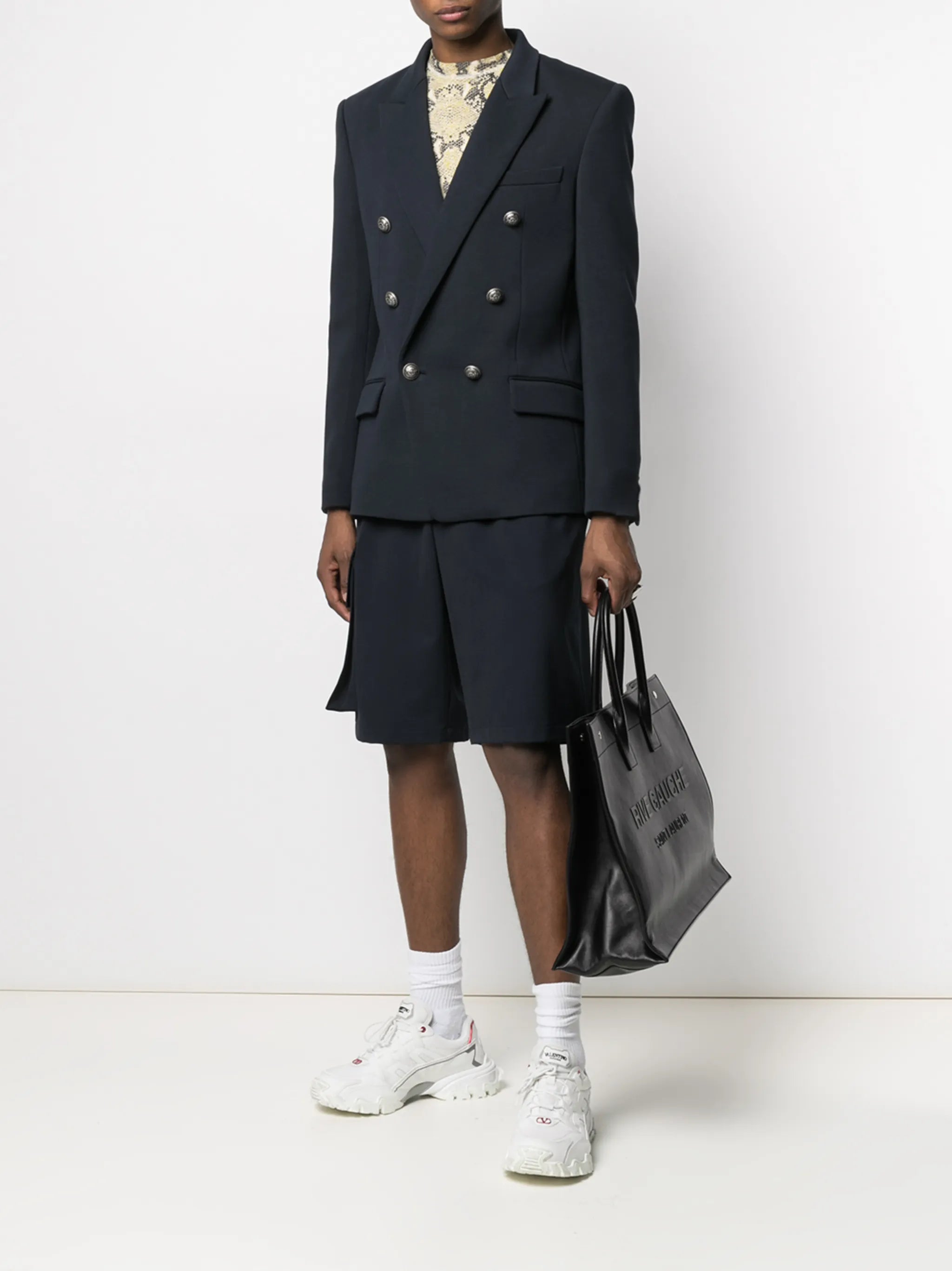 double-breasted cotton blazer