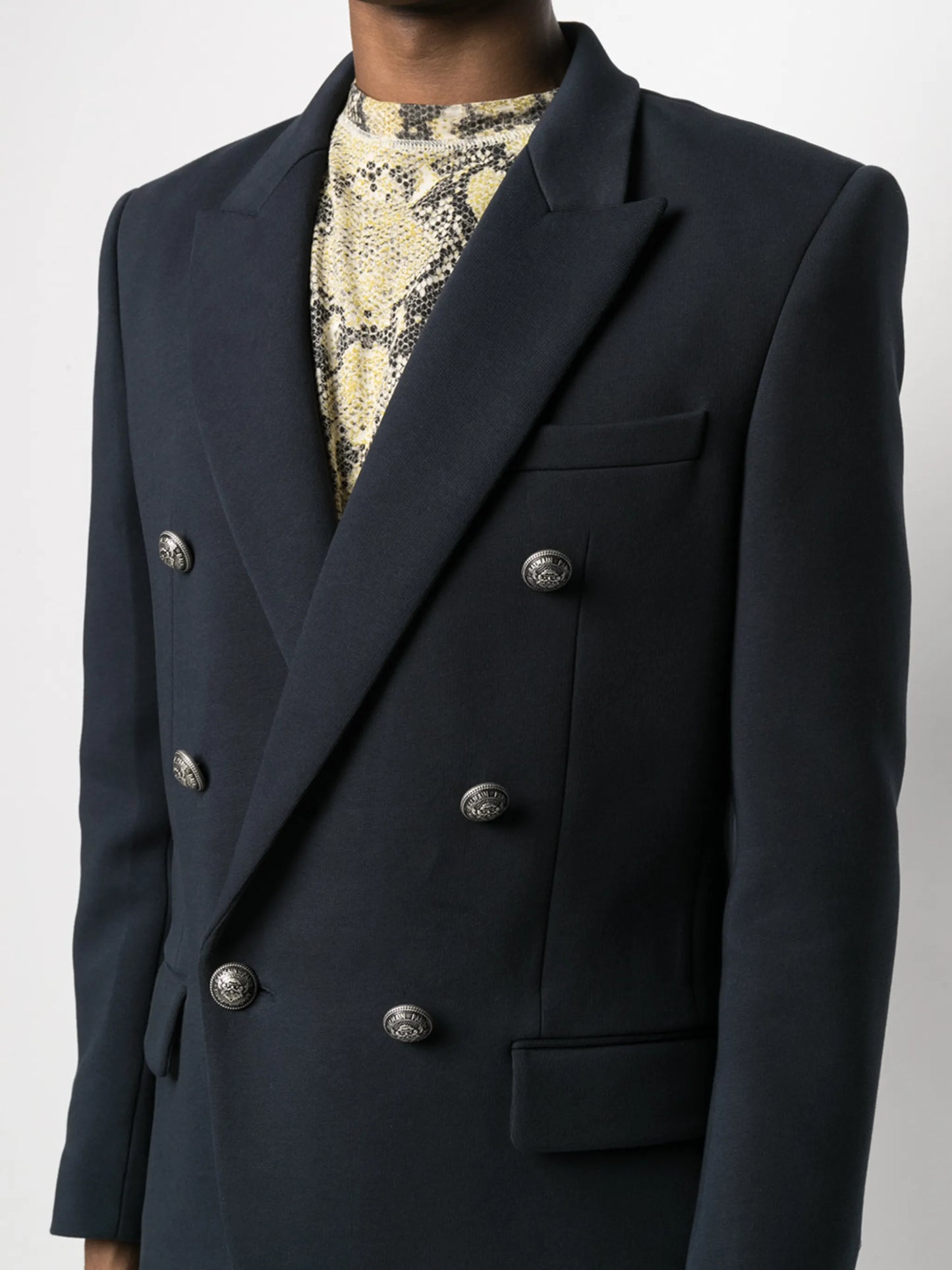double-breasted cotton blazer