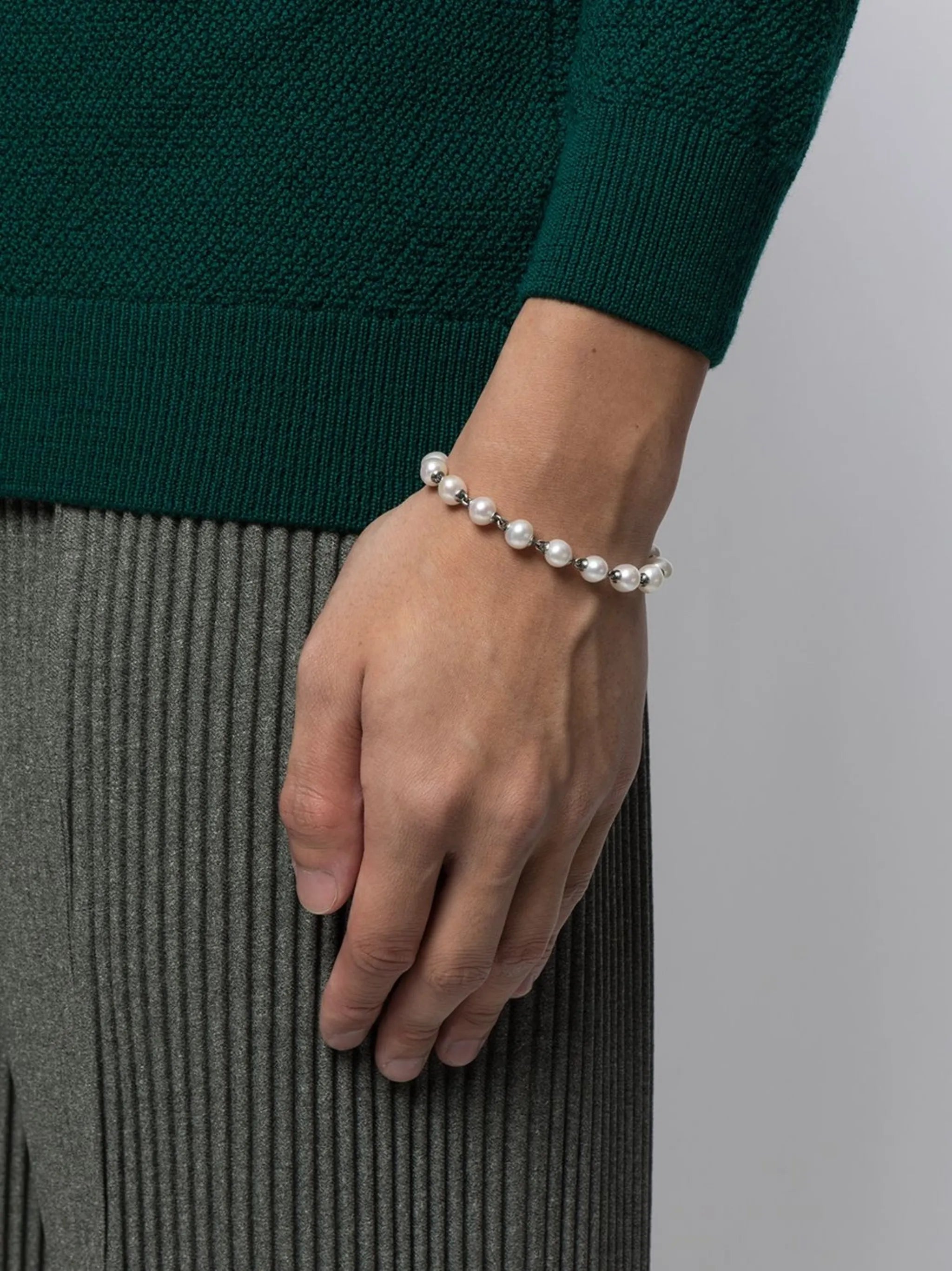 pearl-embellished  chain bracelet