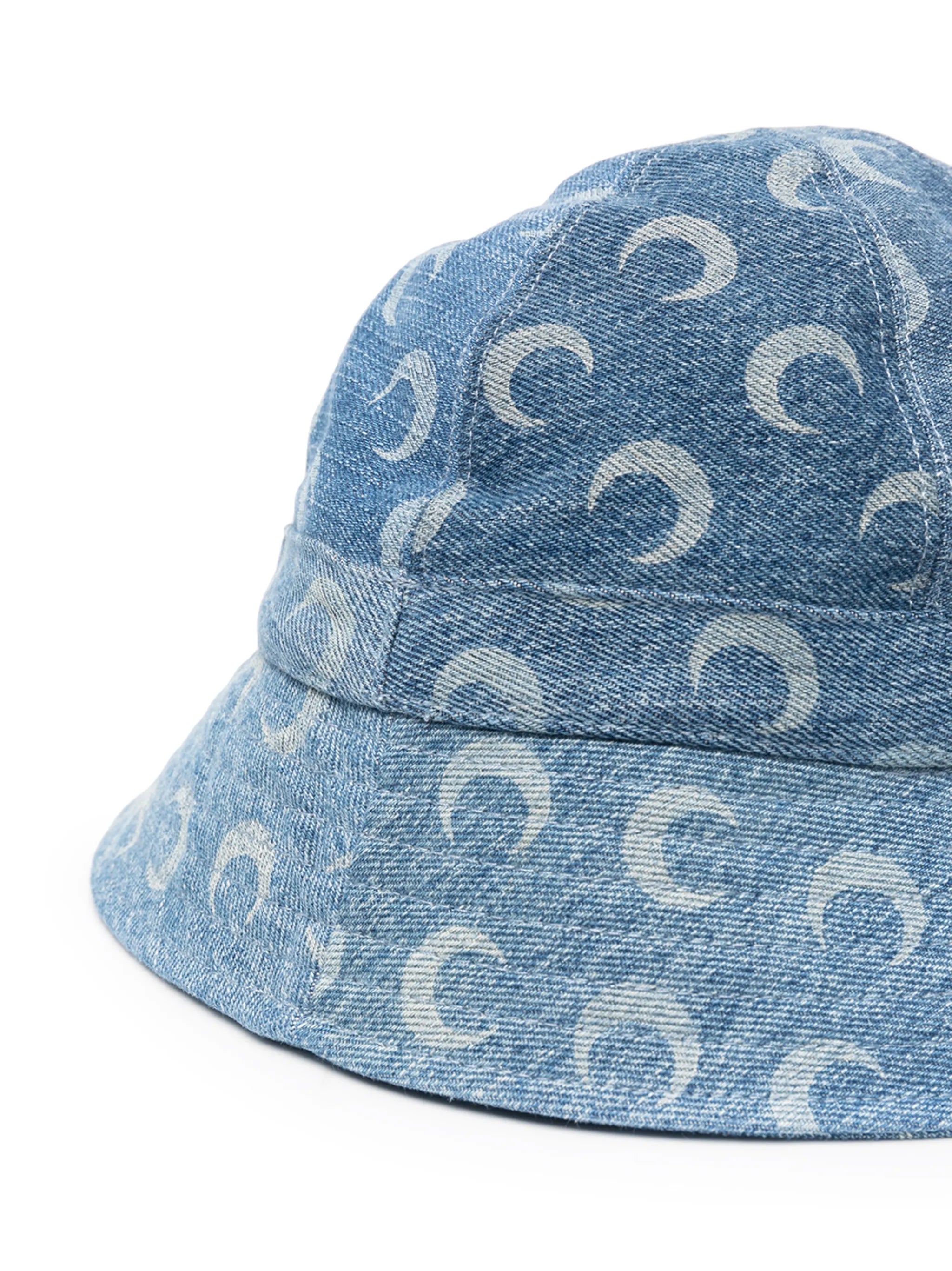 moon-print denim bucket hat