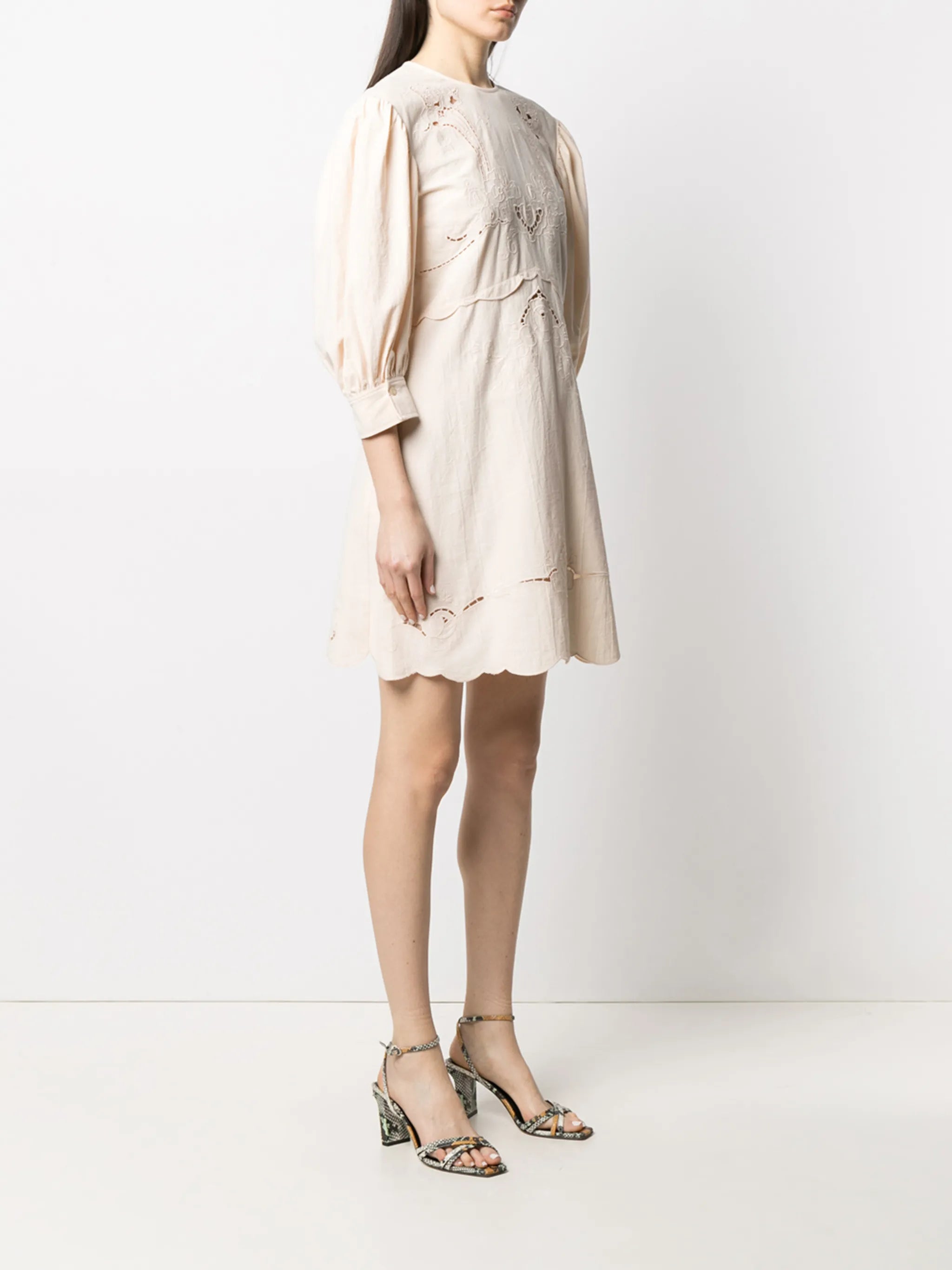 embroidered details shift dress