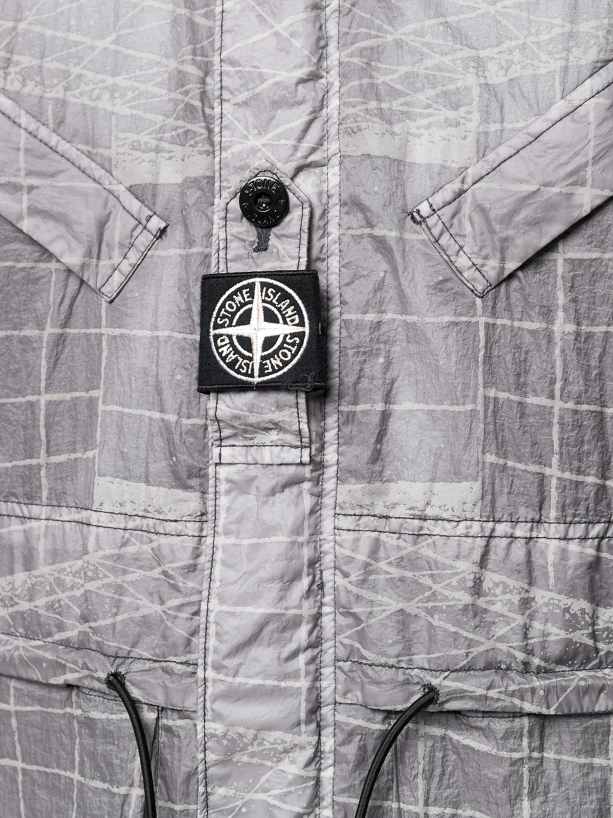 abstract-print hooded lightweight jacket
