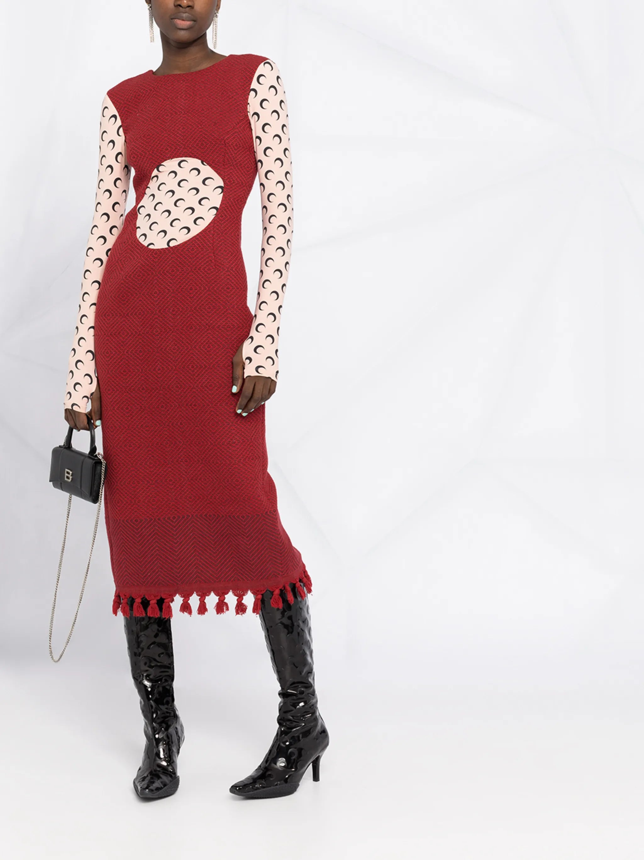 moon-print layered dress