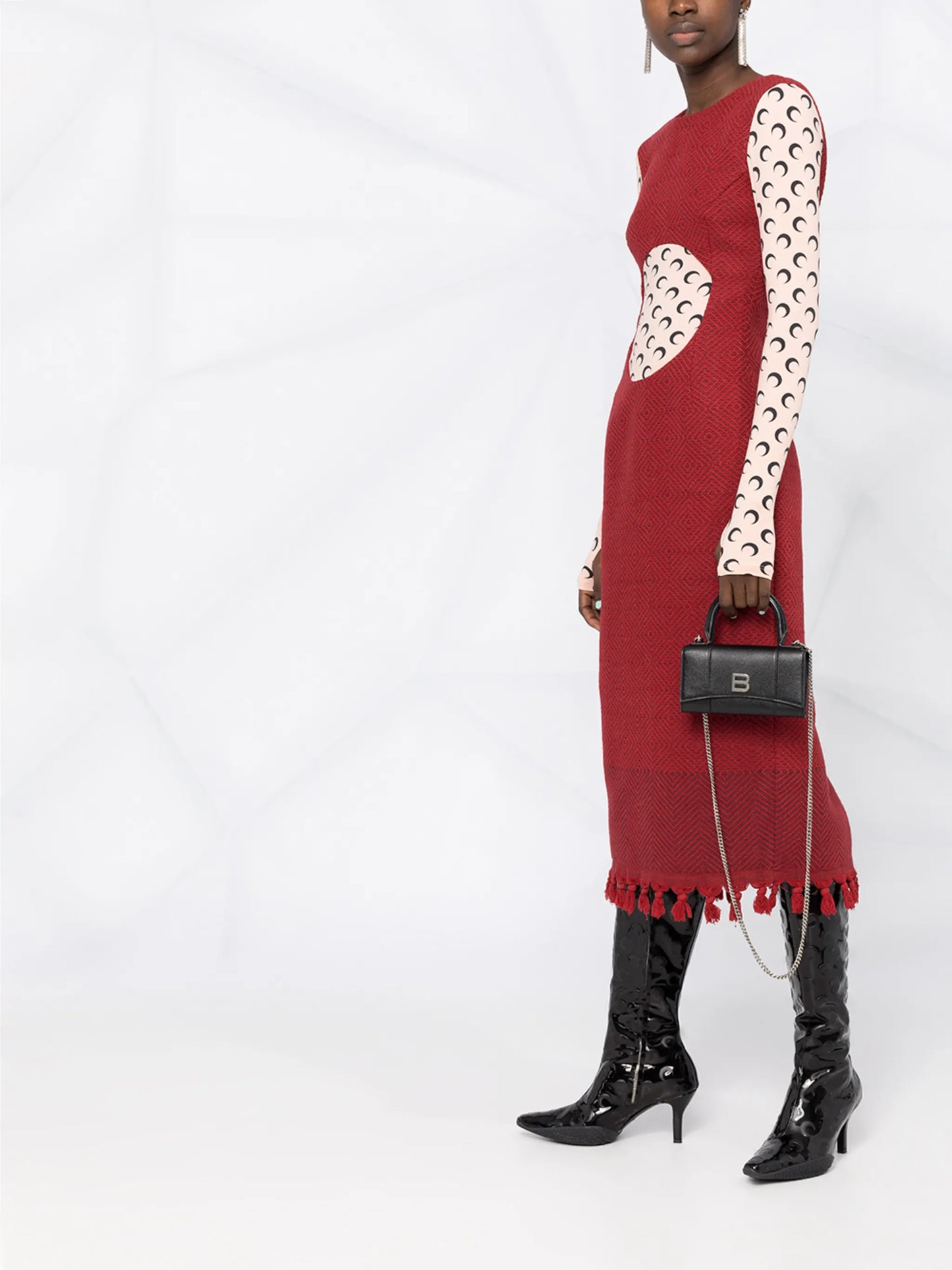 moon-print layered dress