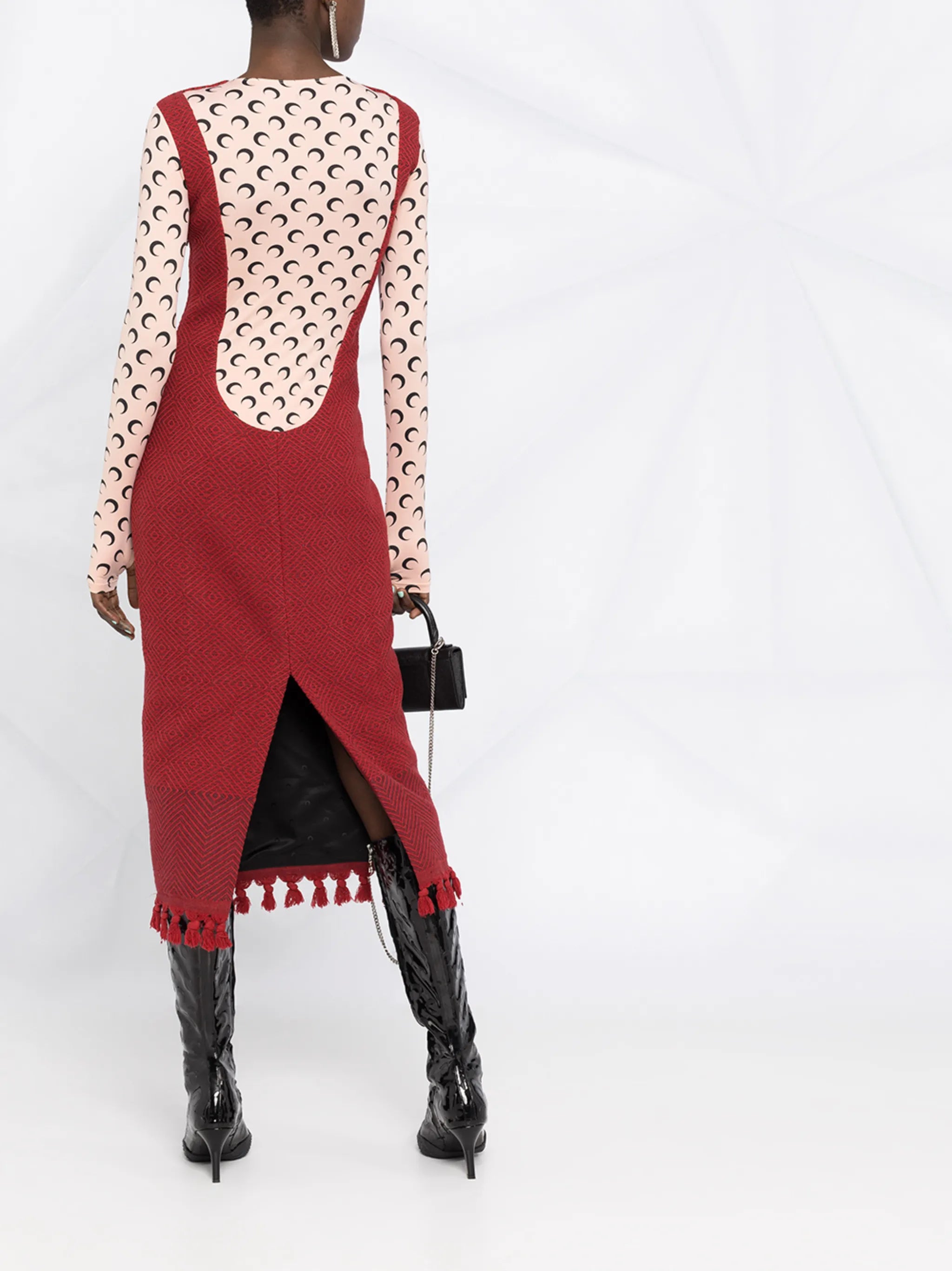 moon-print layered dress
