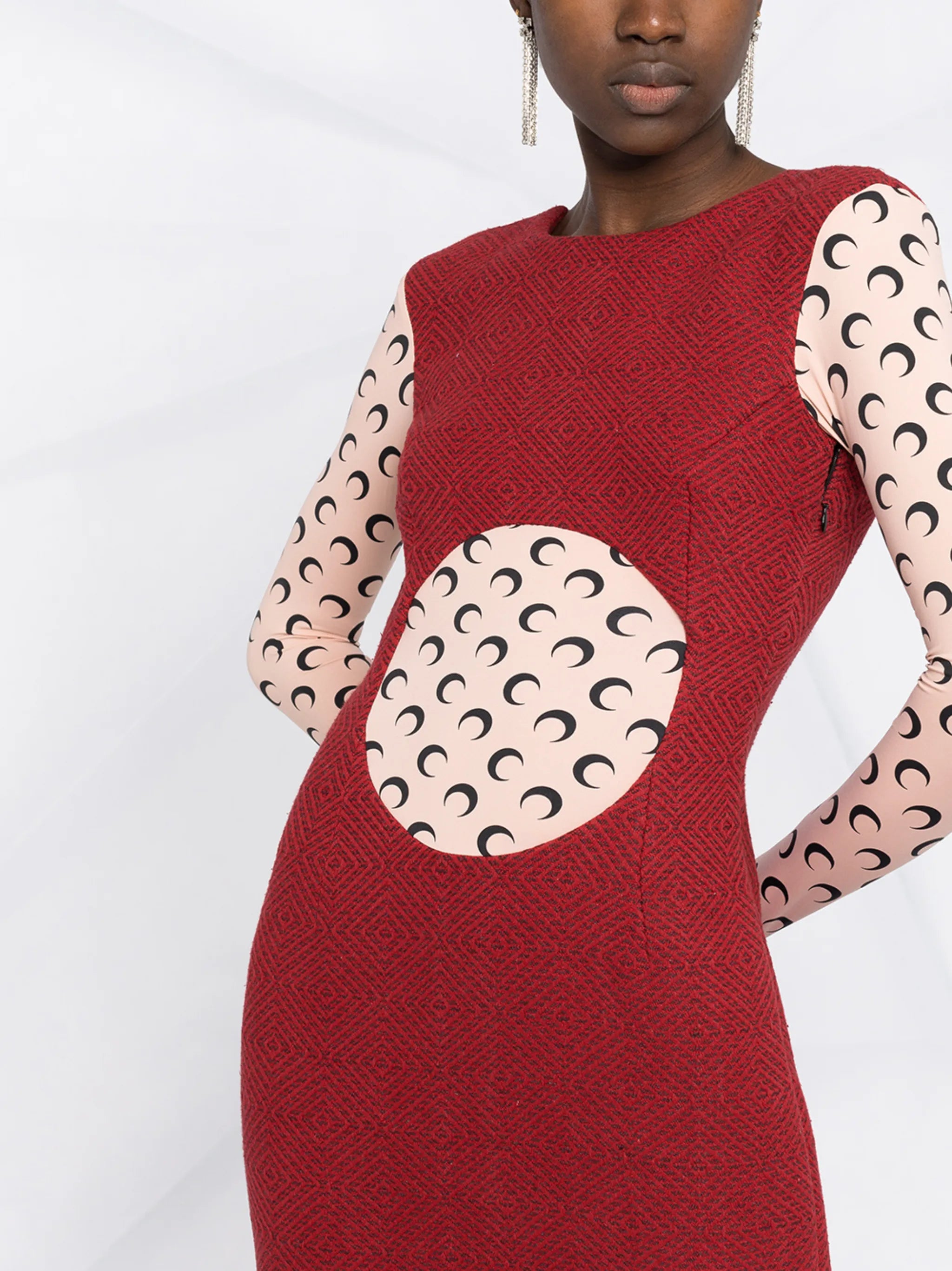 moon-print layered dress