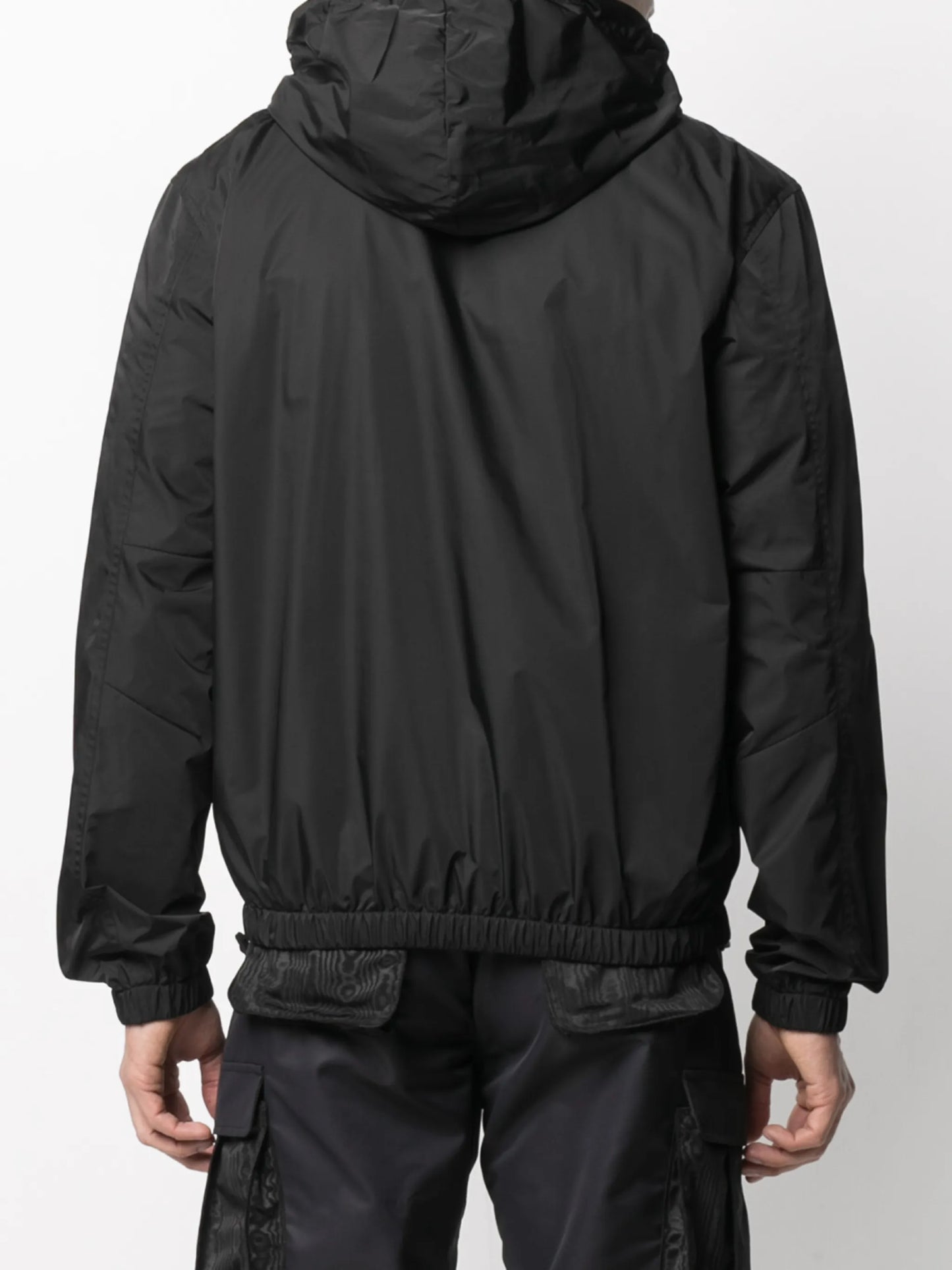 logo stripe hooded windbreaker