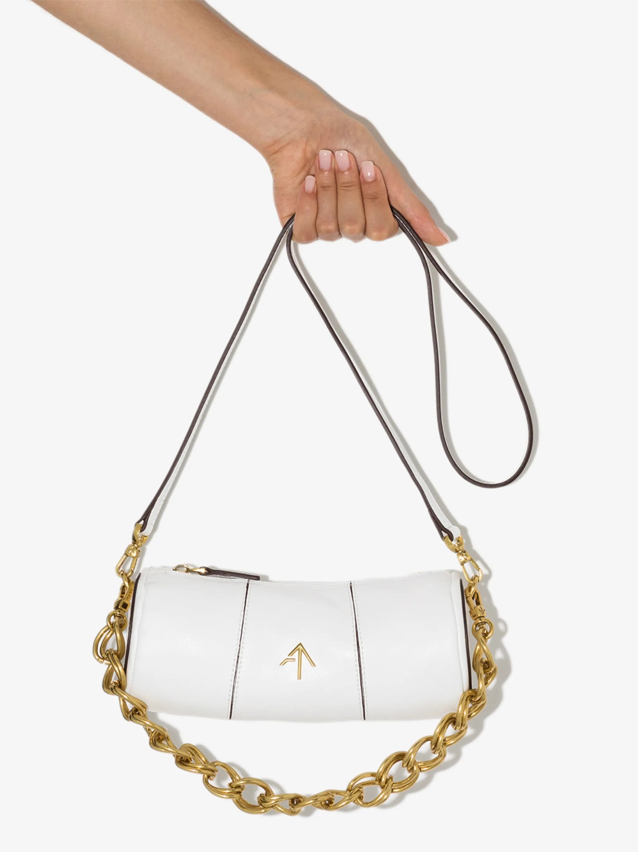 Cylinder leather shoulder bag