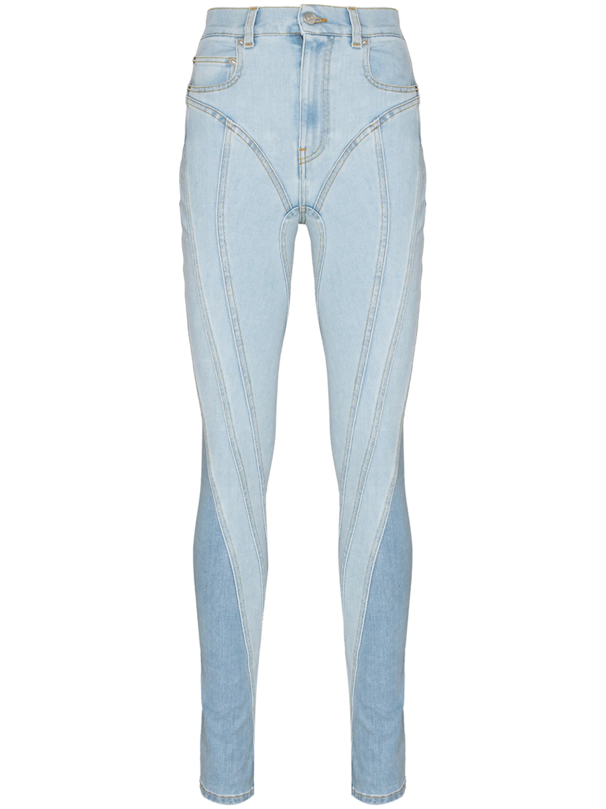 high-rise panelled skinny jeans