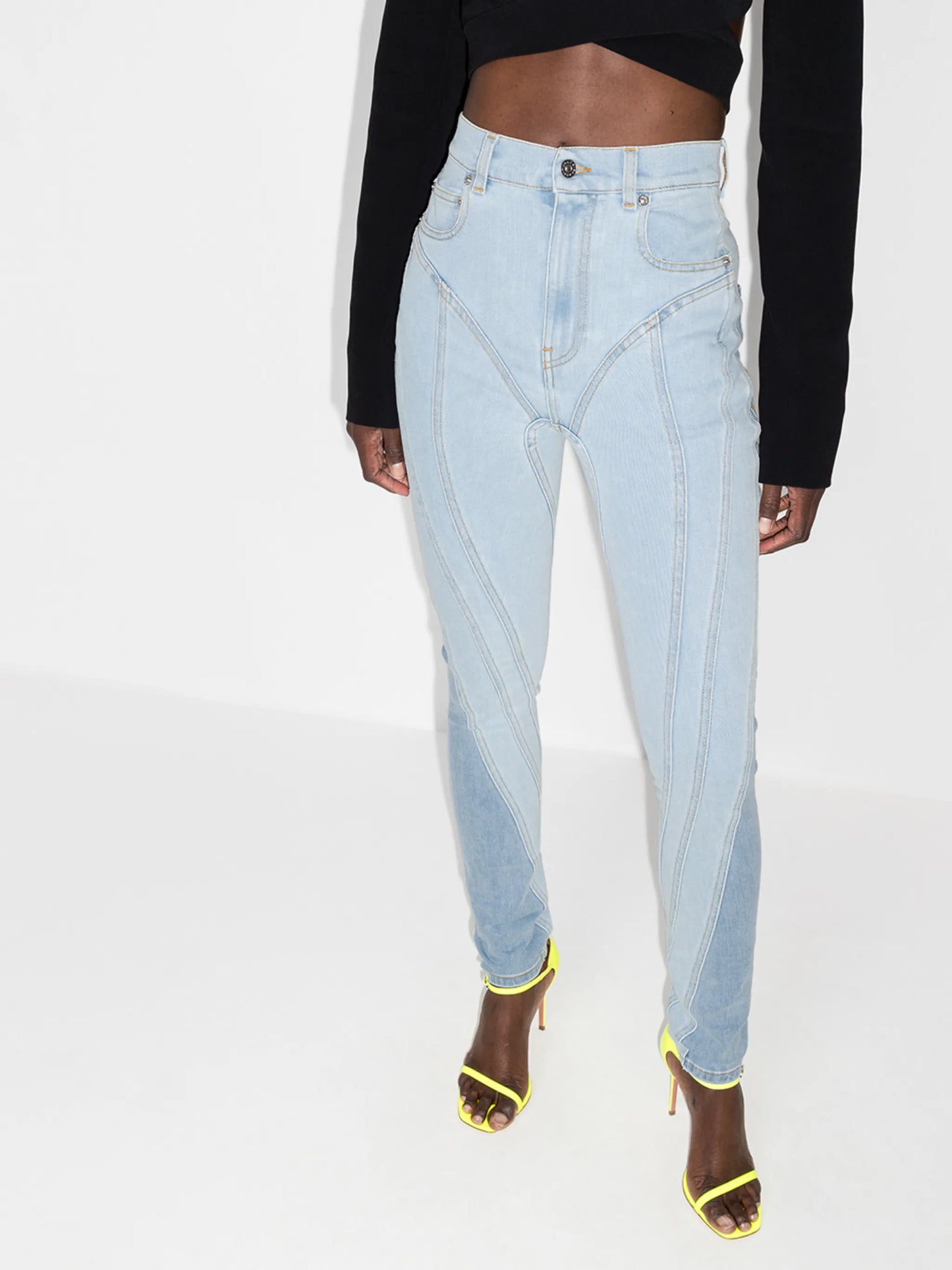 high-rise panelled skinny jeans