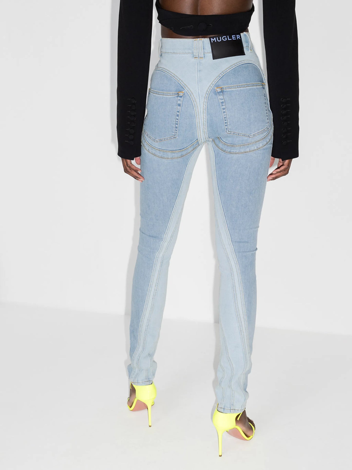 high-rise panelled skinny jeans