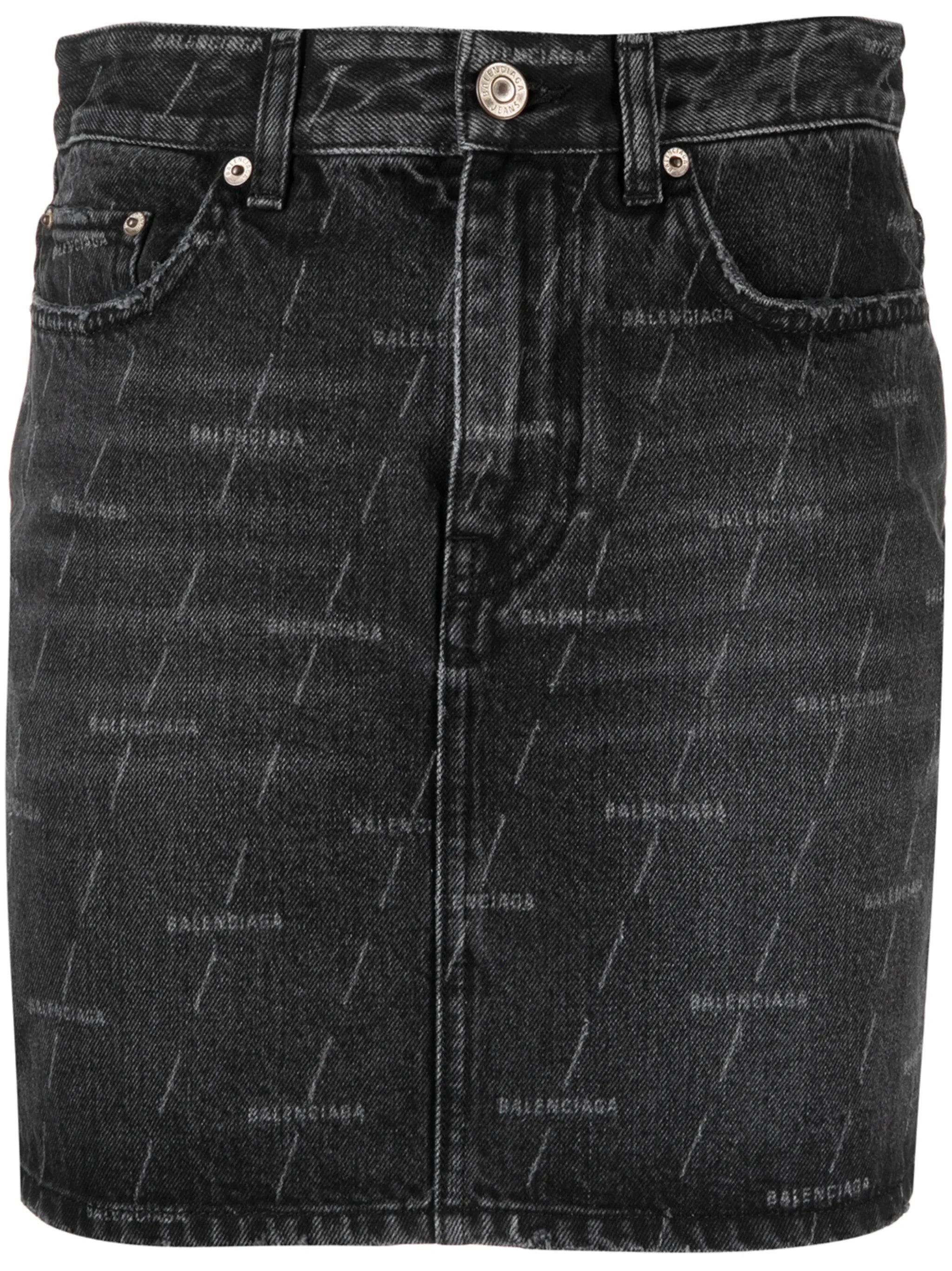 logo-print denim skirt