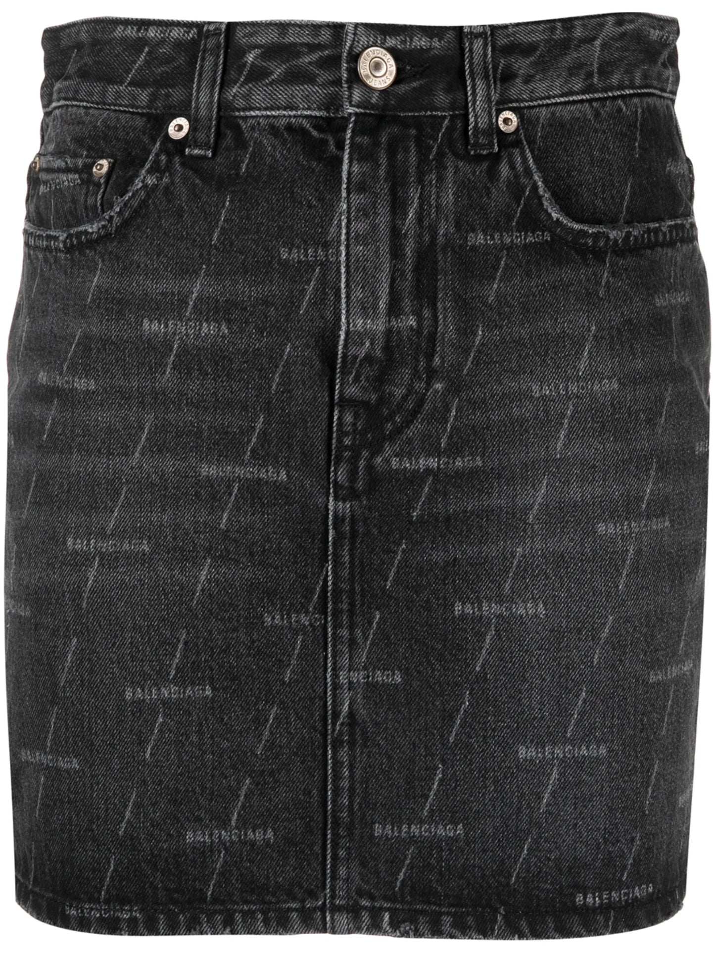 logo-print denim skirt