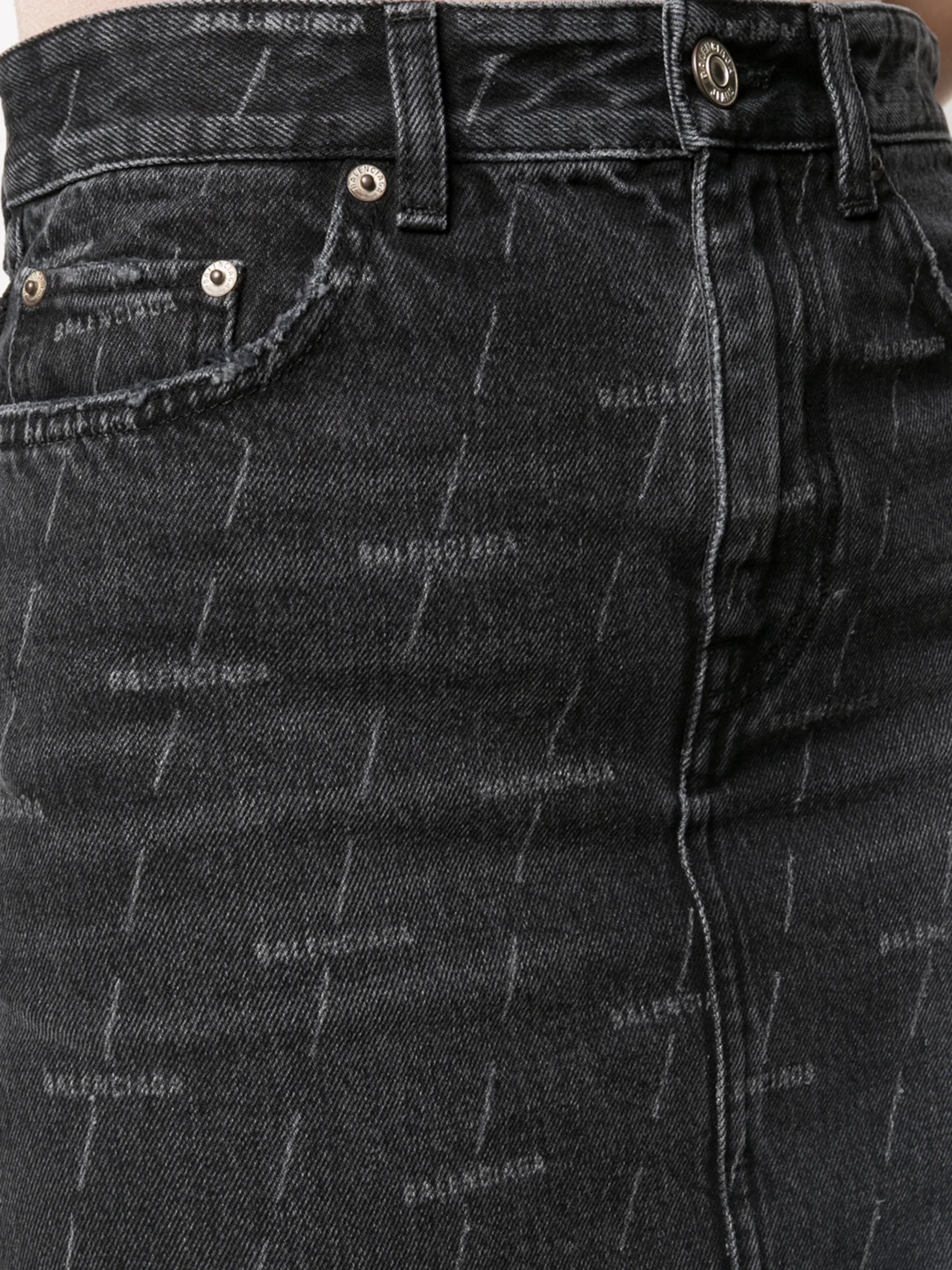 logo-print denim skirt