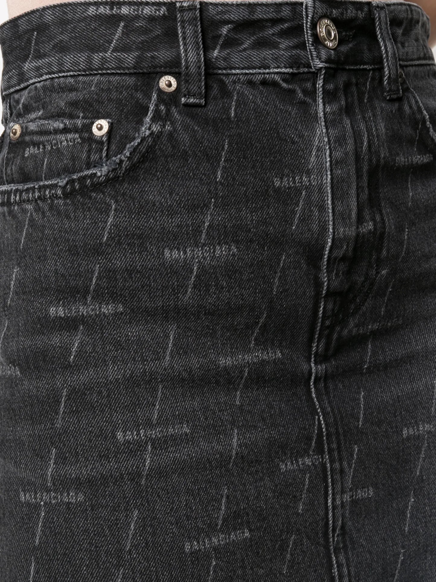 logo-print denim skirt