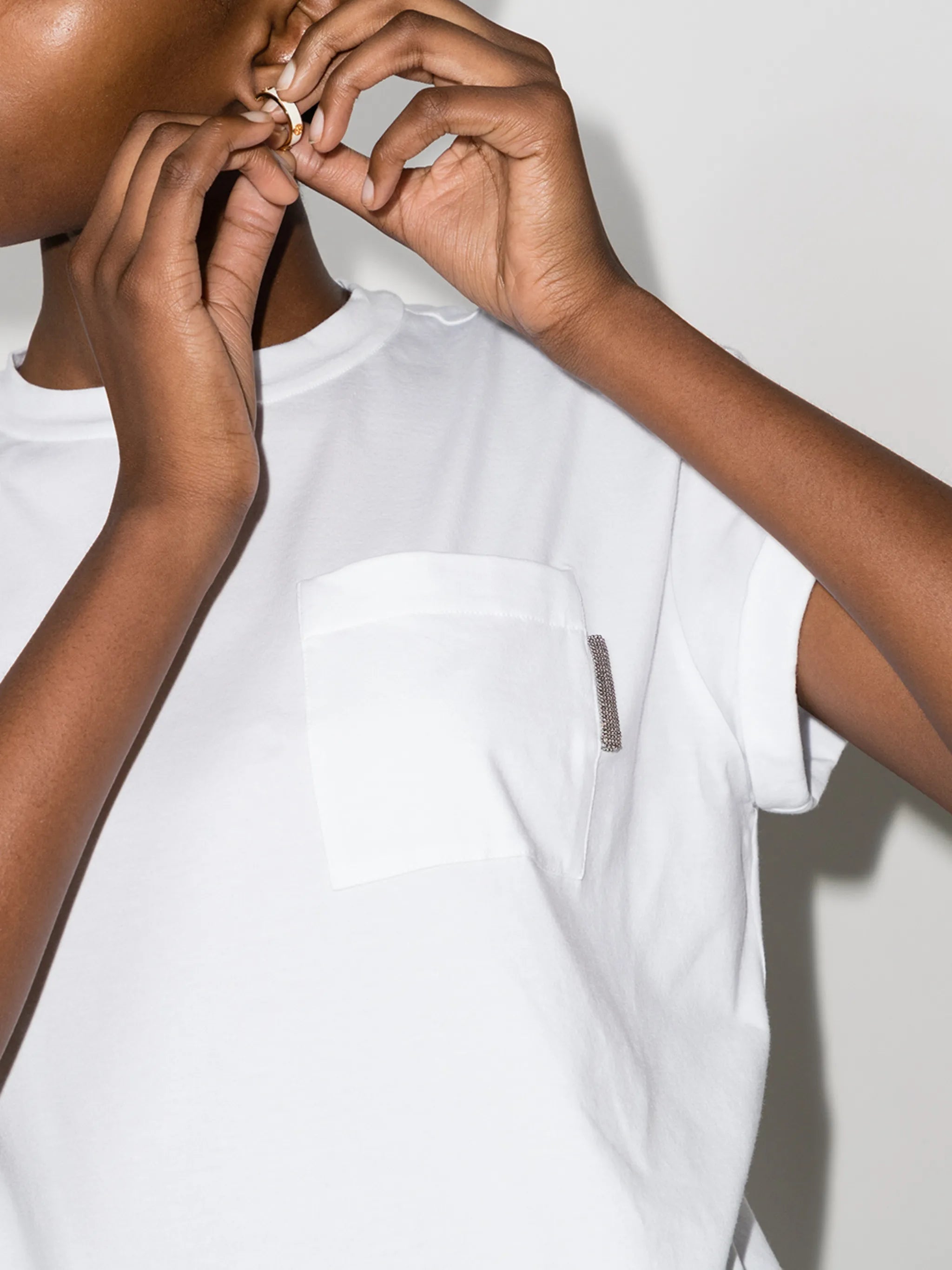 rolled sleeve crewneck T-shirt