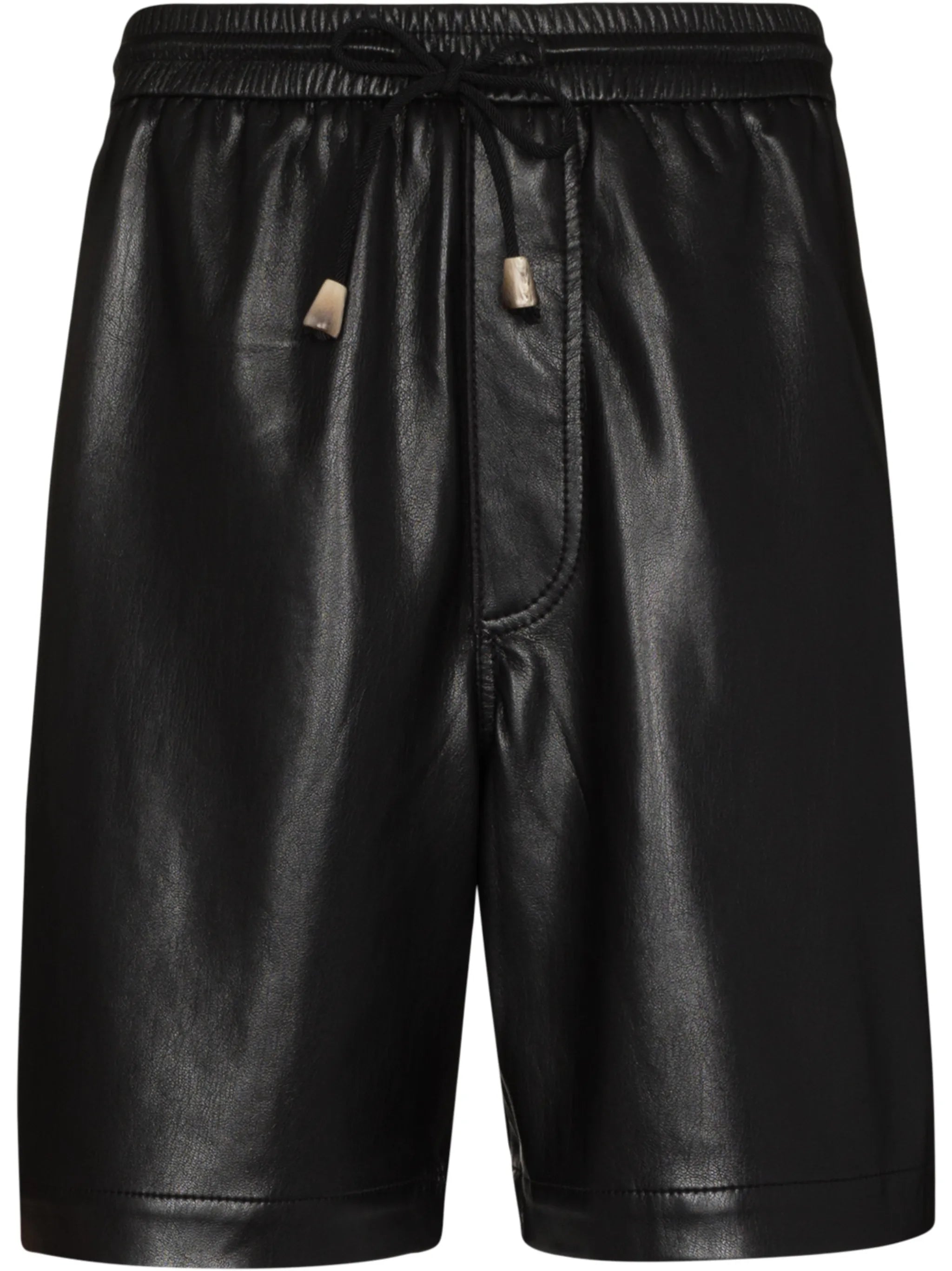 drawstring vegan leather Bermuda shorts
