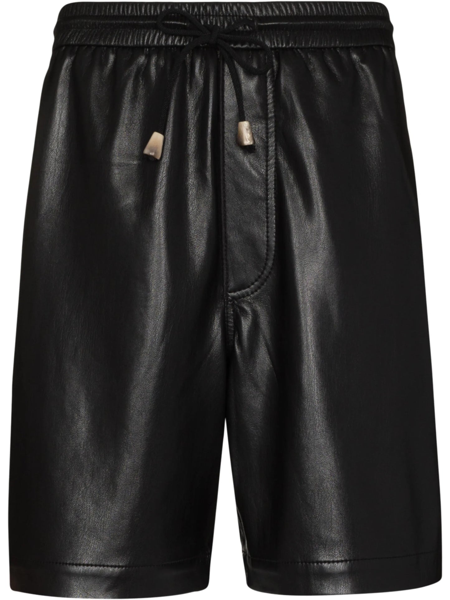 drawstring vegan leather Bermuda shorts