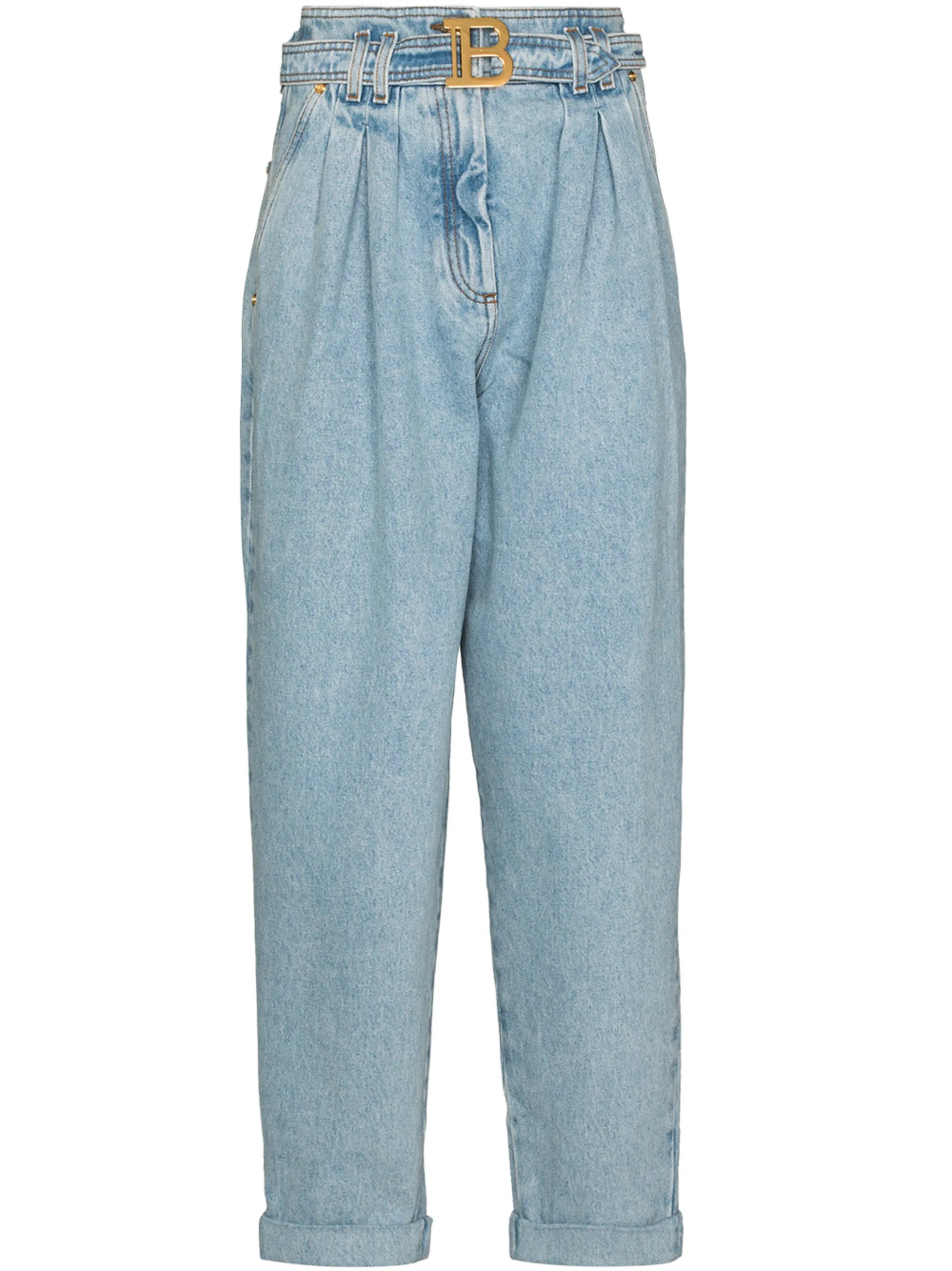 logo-buckle boyfriend jeans