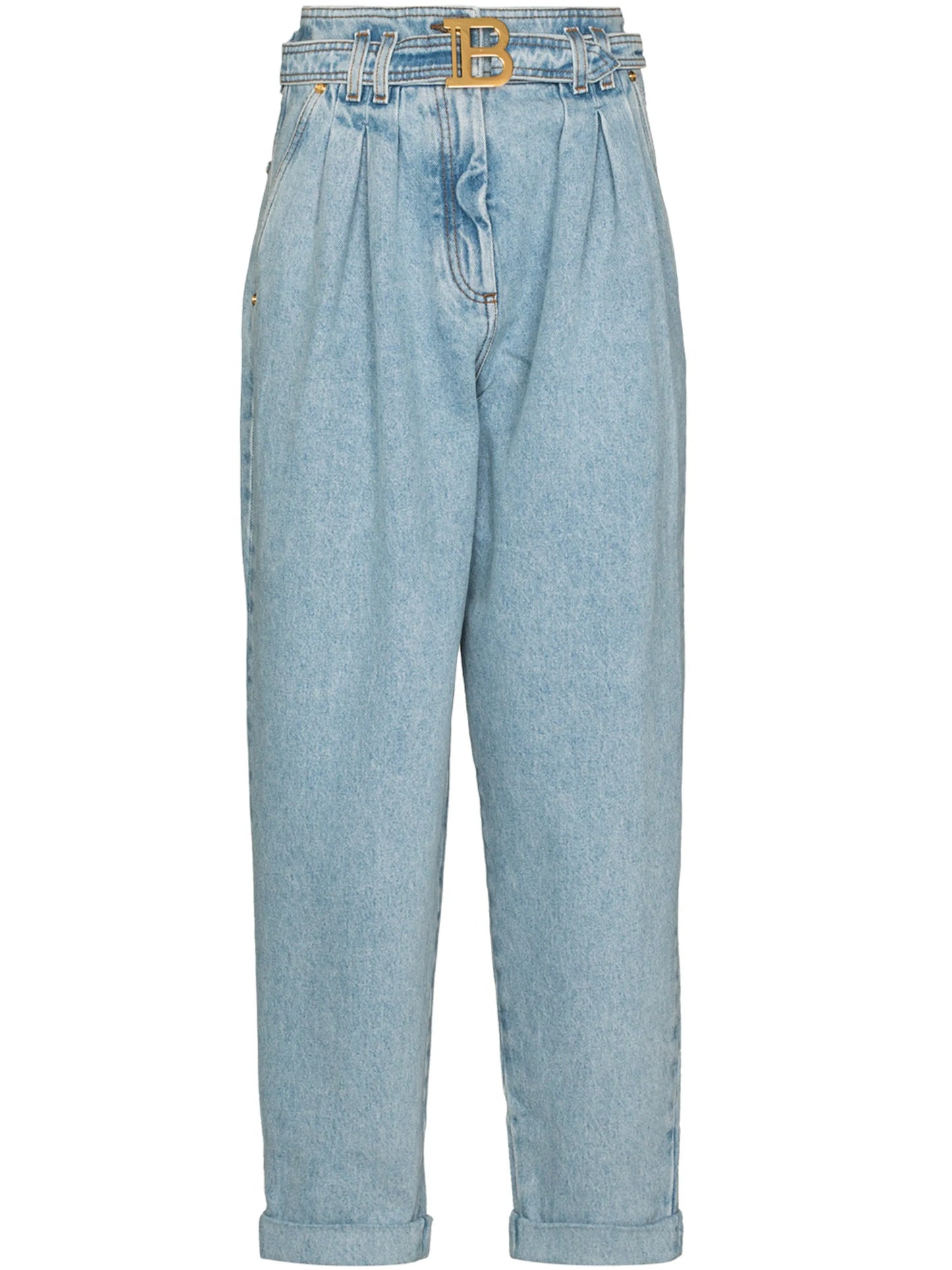 logo-buckle boyfriend jeans