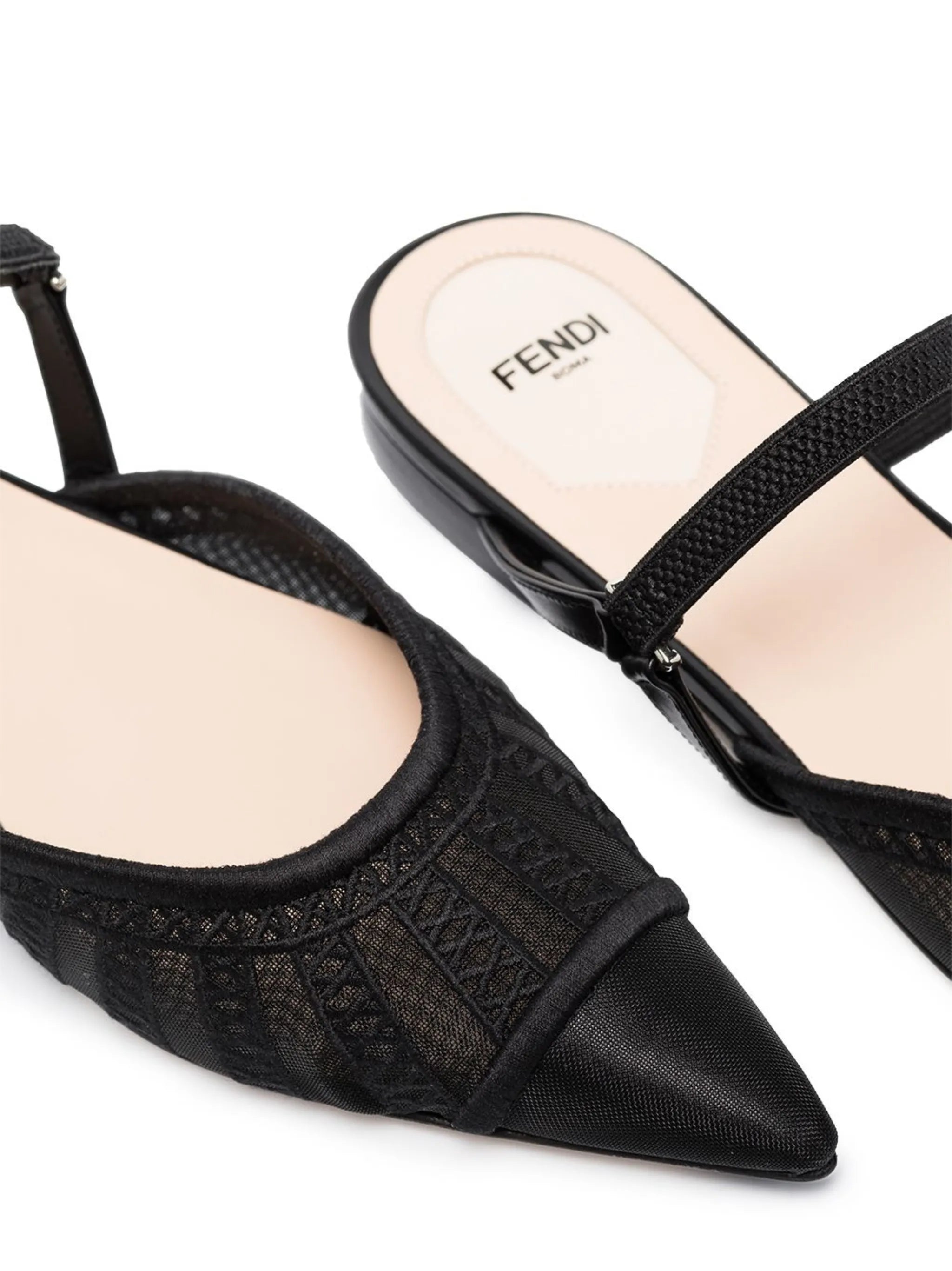 pointed mesh flat pumps