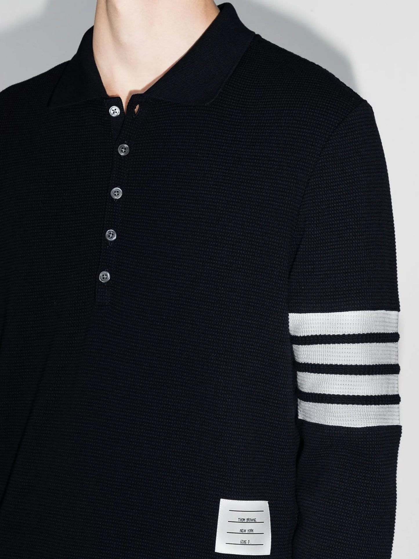 4-Bar Stripe long-sleeved polo shirt