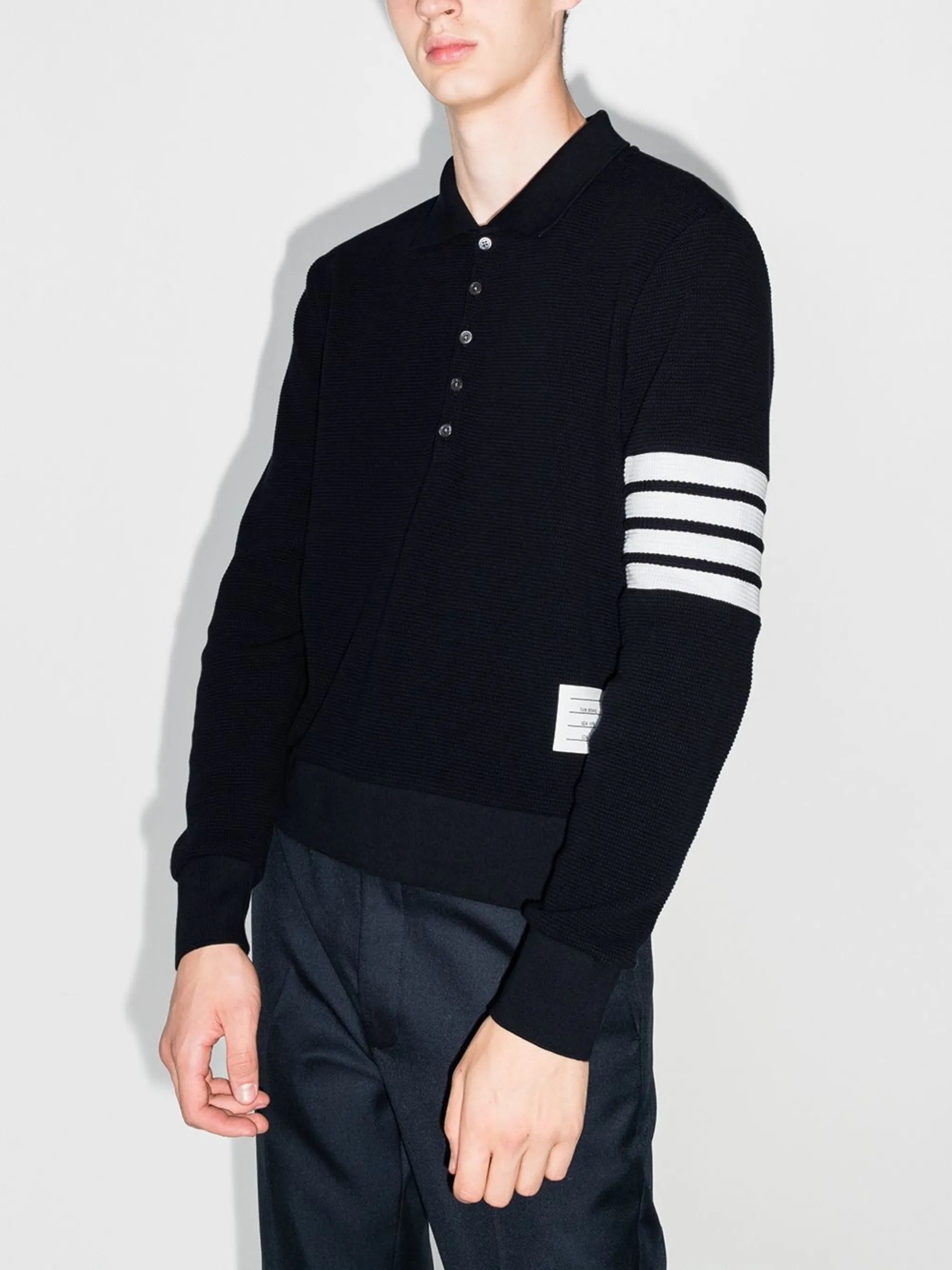 4-Bar Stripe long-sleeved polo shirt