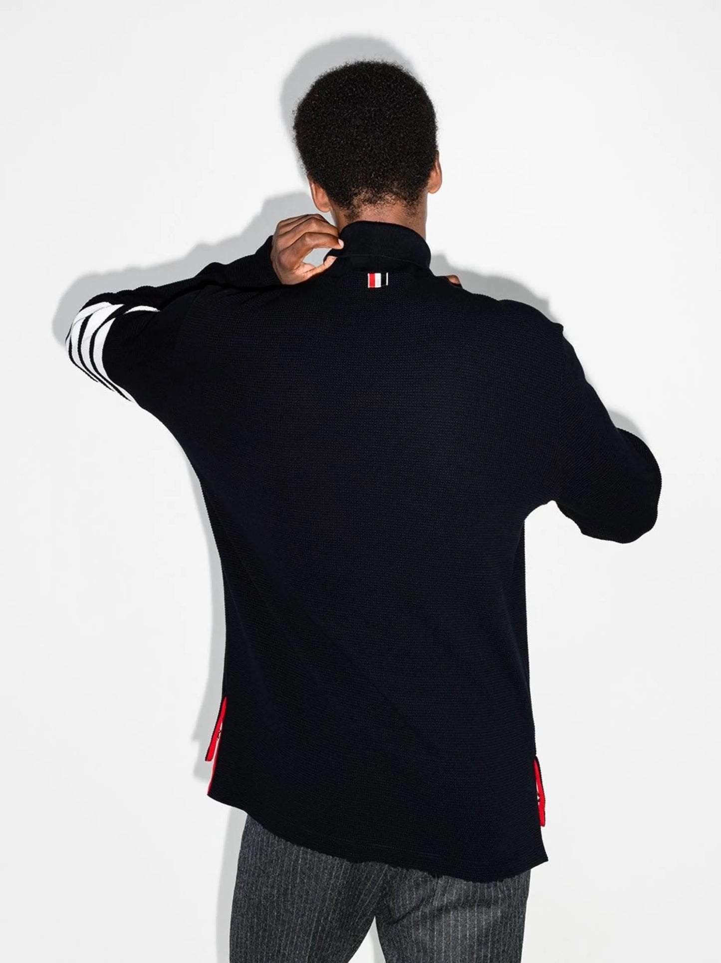 4-Bar stripe roll-neck jumper
