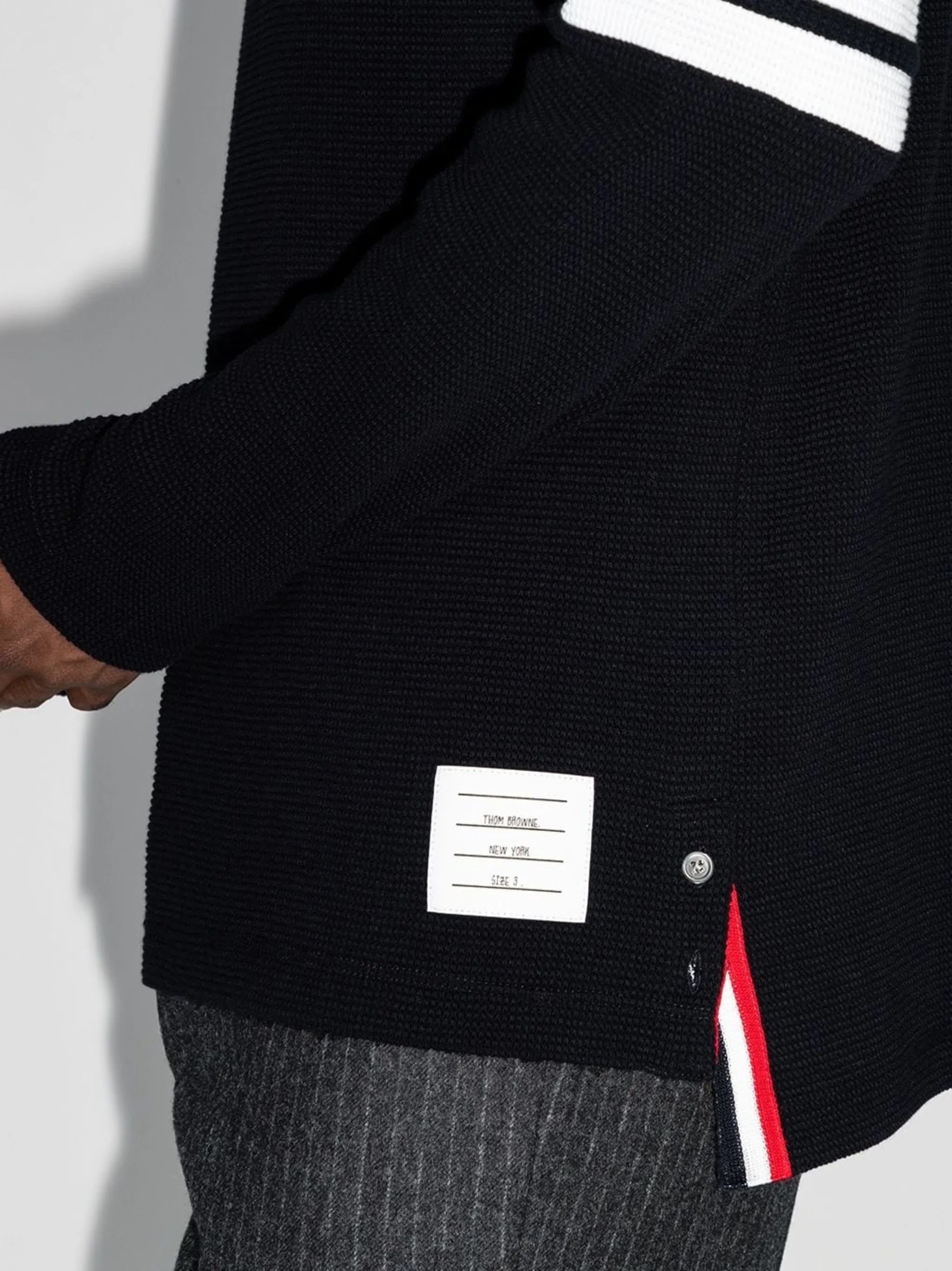 4-Bar stripe roll-neck jumper