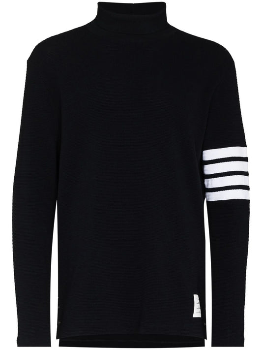 4-Bar stripe roll-neck jumper