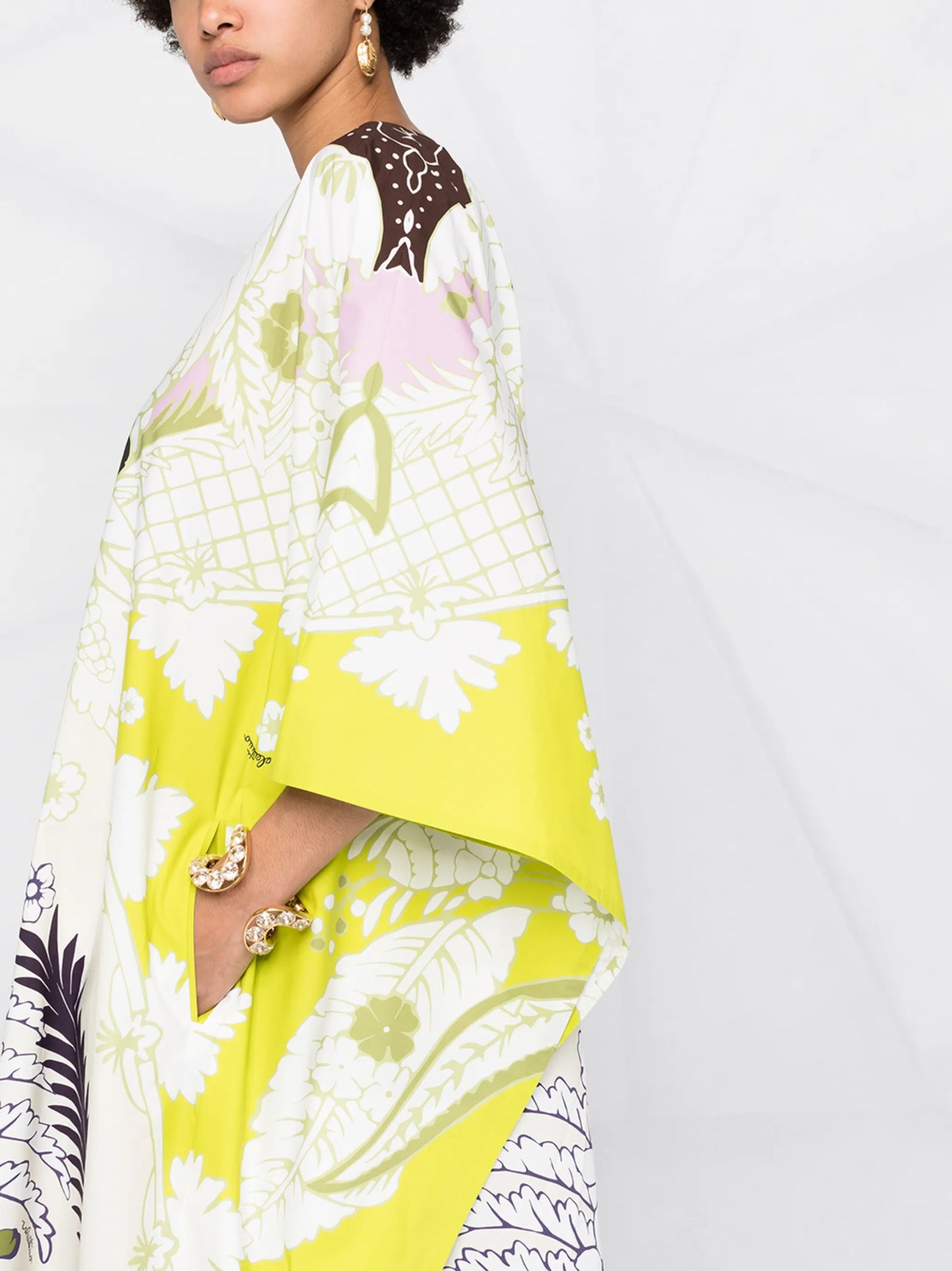 World Arazzo print cape-style draped dress