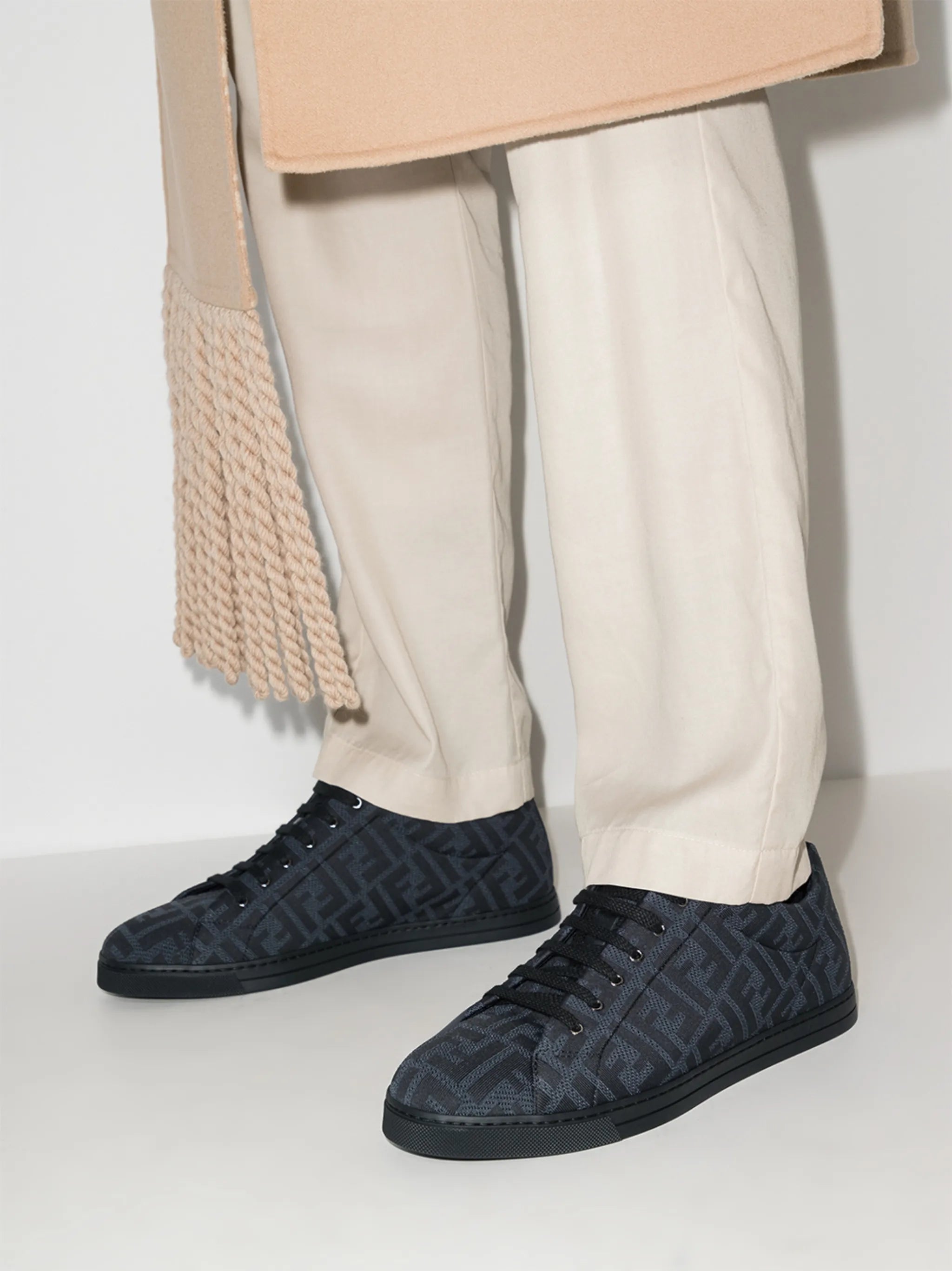 FF monogram-pattern lace-up sneakers