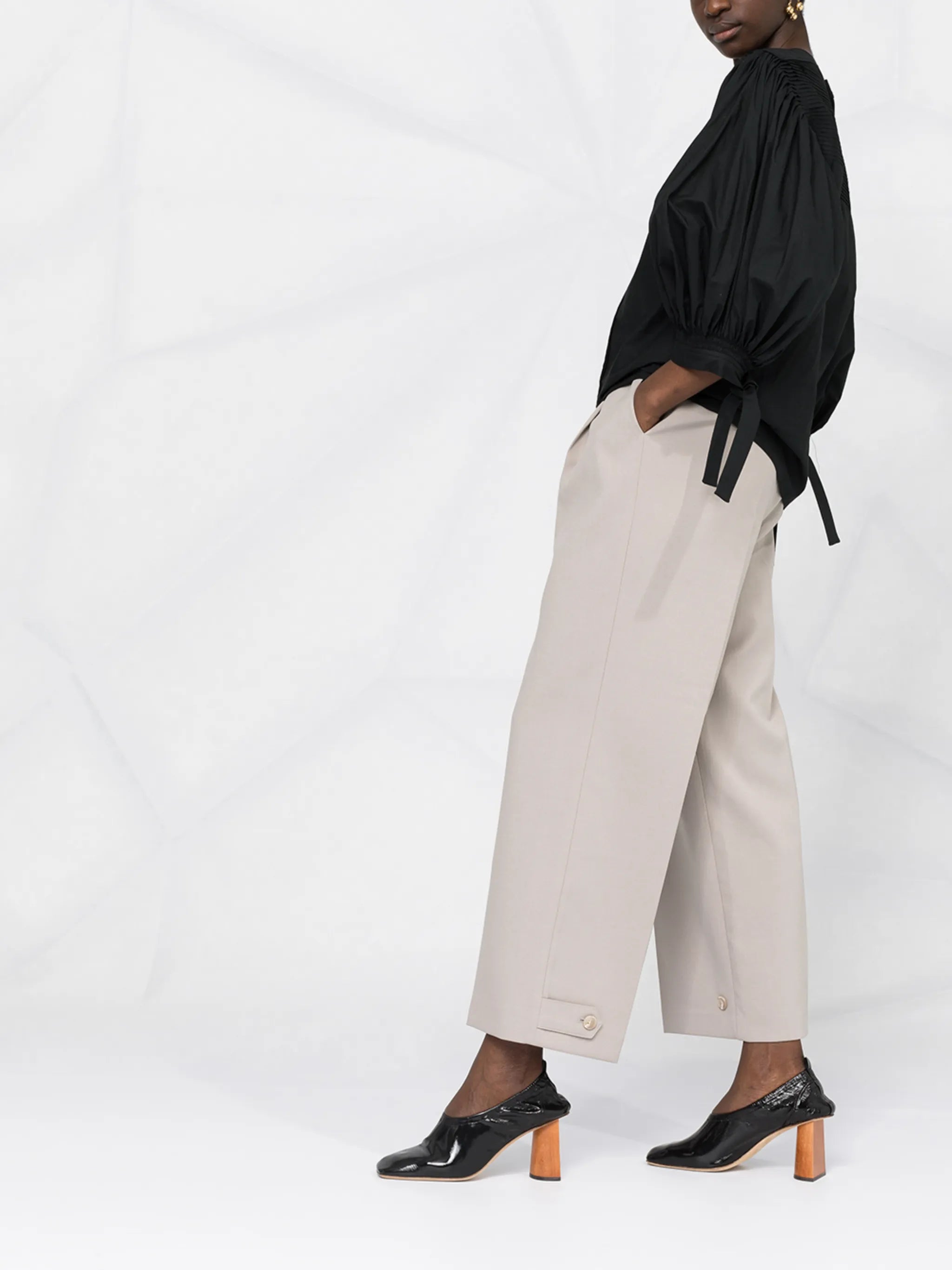 puff-sleeve blouse