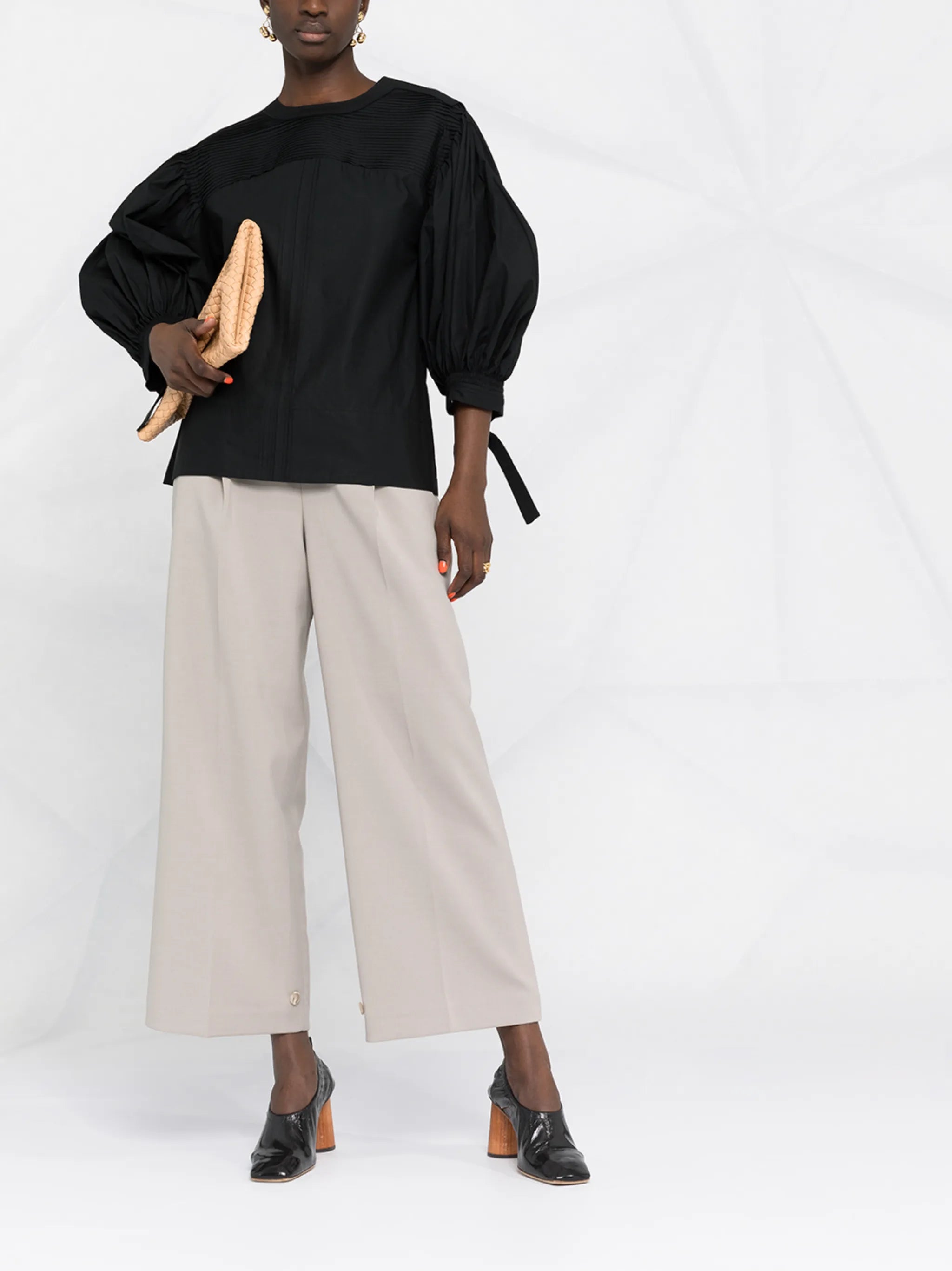 puff-sleeve blouse