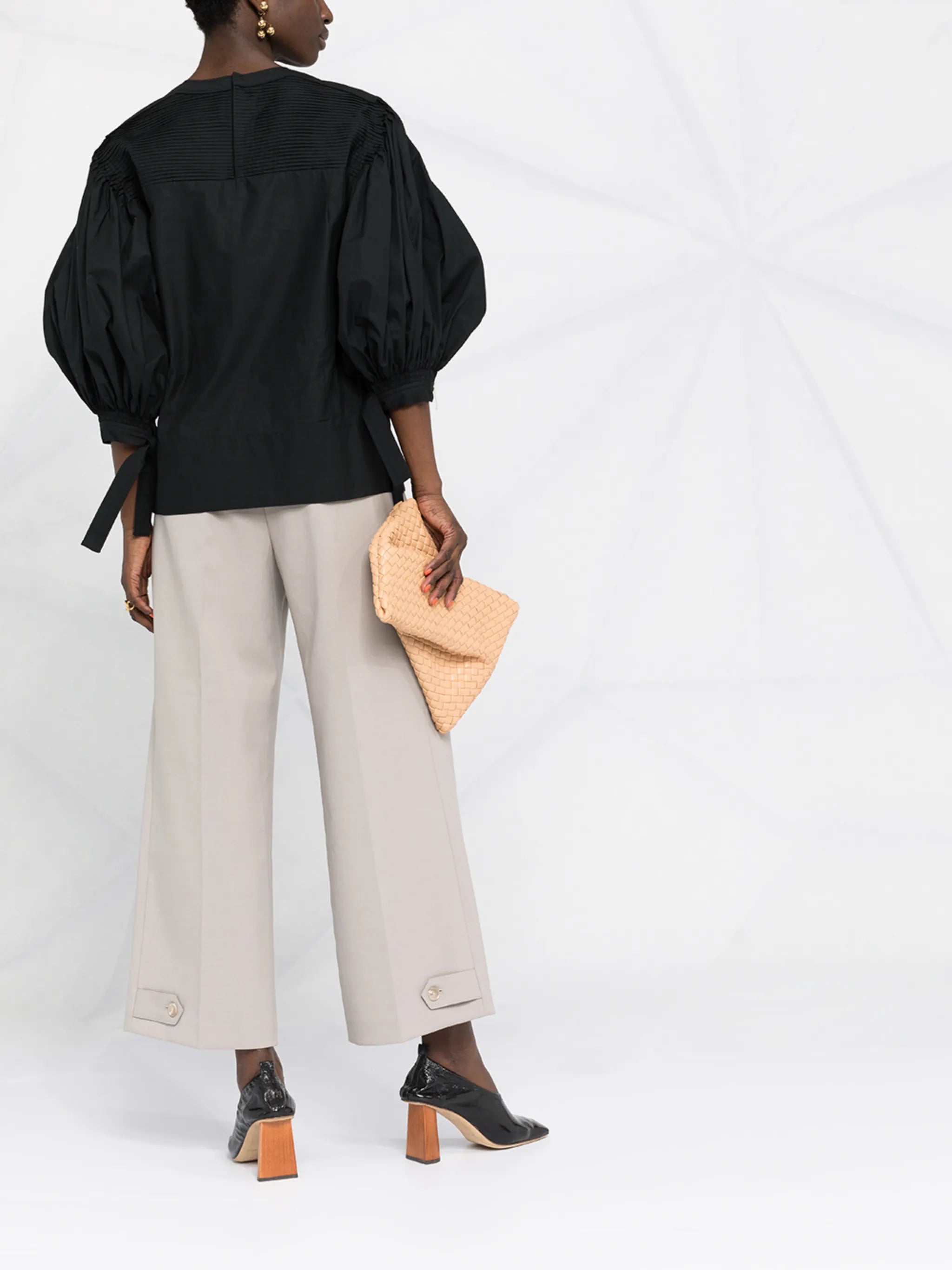puff-sleeve blouse